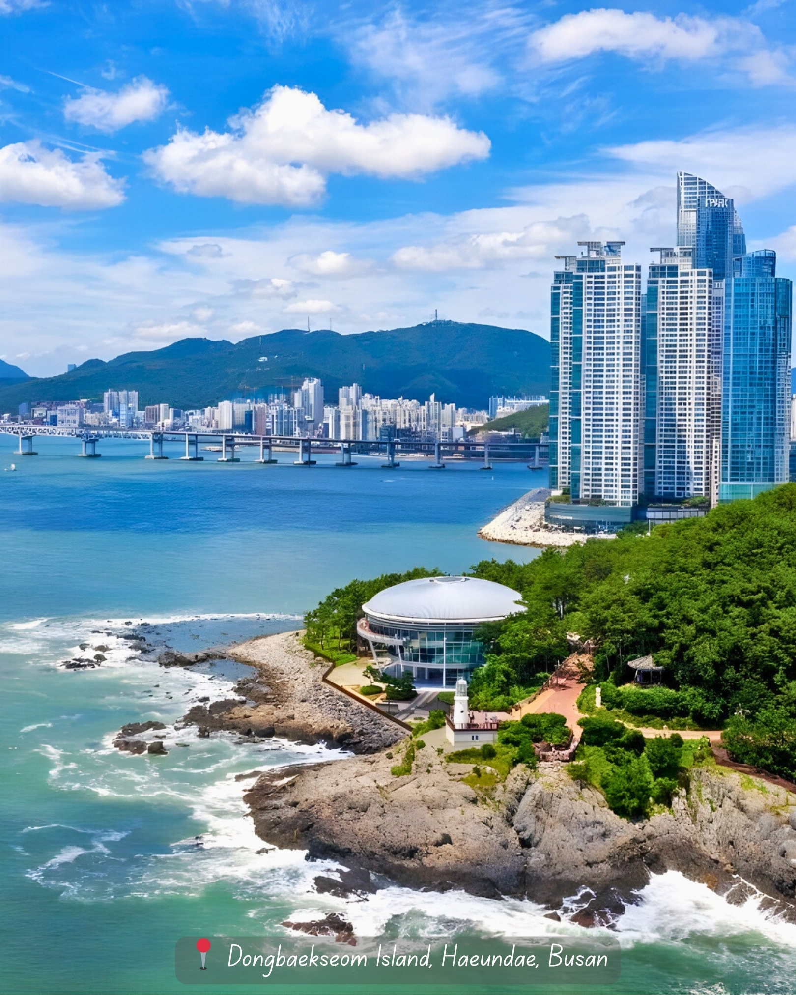 Korean - 🌊 Busan Haeundae Coastal Trail 🌊 Haeundae’s skyline, emerald ...