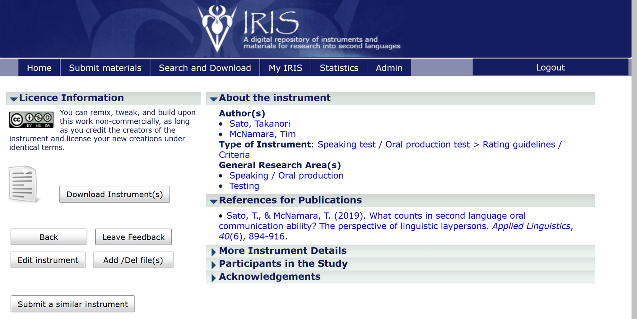 New speaking test from Sato & McNamara (2019) is now on IRIS... - IRIS ...