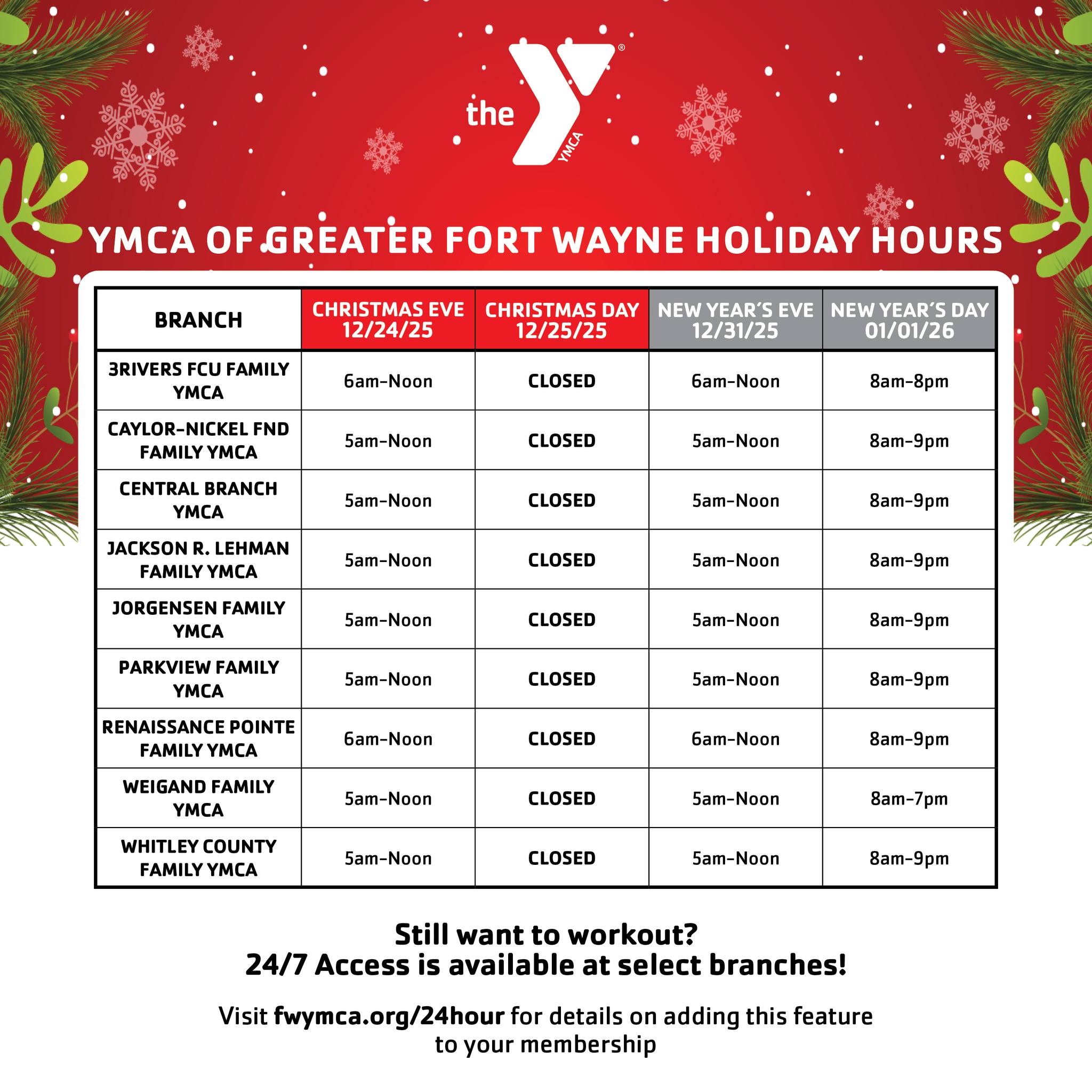 Renaissance - Upcoming Holiday Hours and Closings for the YMCA of ...