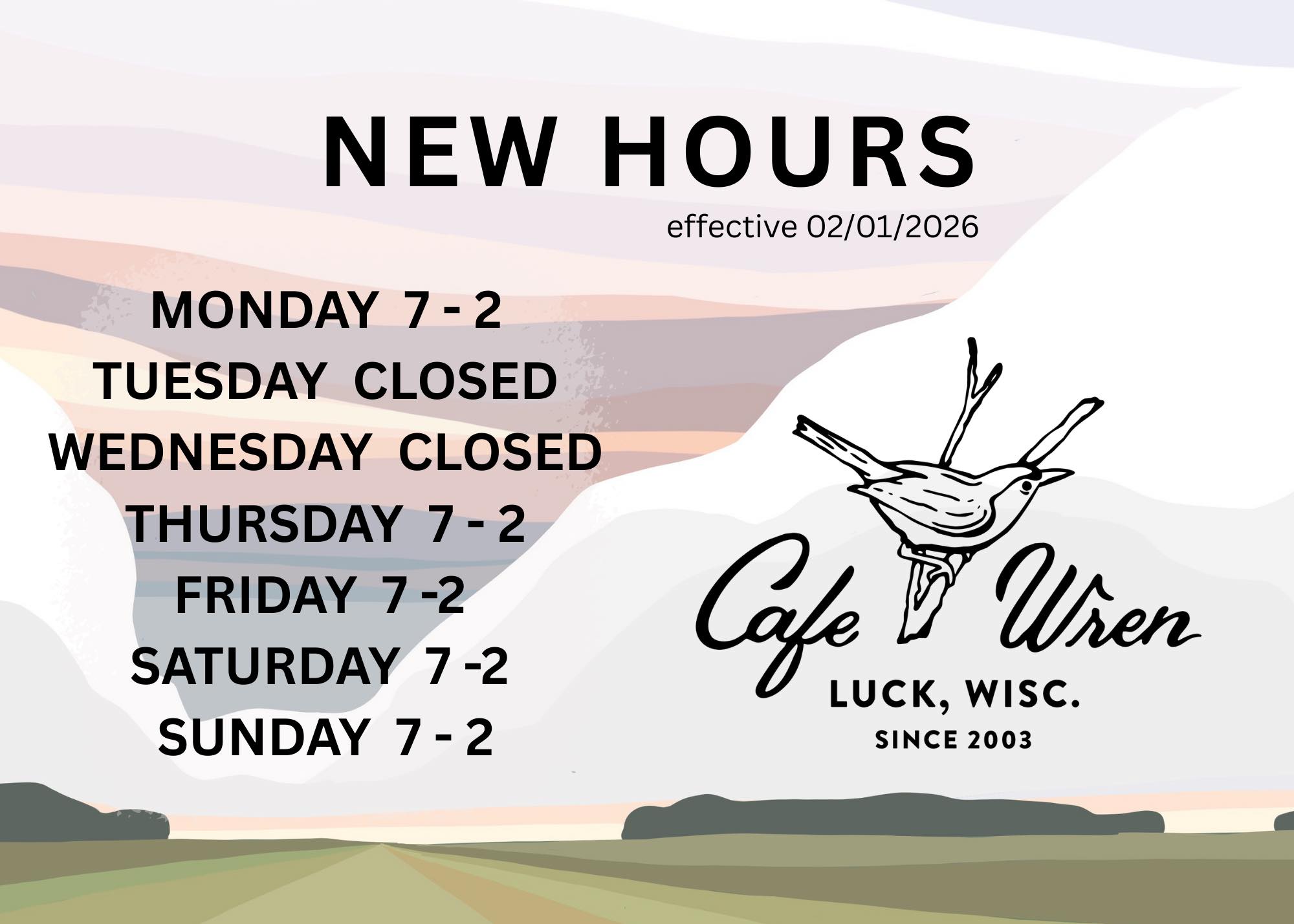 Cafe Wren - Updated Hours & Menu - Effective February 1... | Facebook