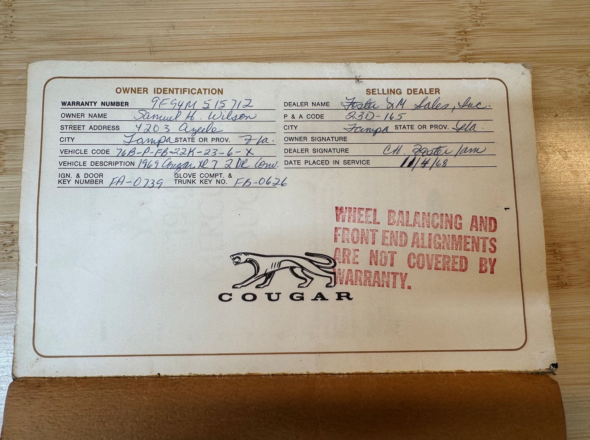 1969 MERCURY COUGAR XR7 351 WINDSOR M-CODE CONVERTIBLE