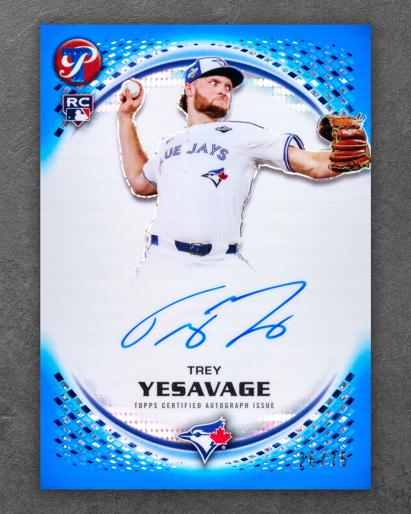 Trey Yesavage color match Rookie autograph in Topps Pristine