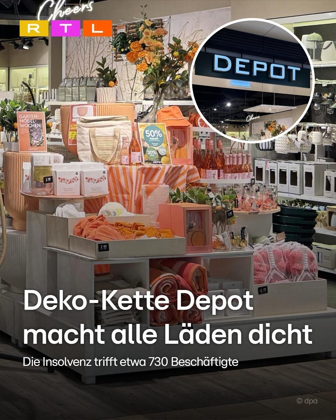 Die insolvente Deko-Kette Depot zieht die Reißleine! Ende September stellt die Gesellschaft hinter der Marke ihren Geschäftsbetrieb ein. Rund 730 Beschäftigte verlieren ihren Arbeitsplatz. Die Belegsc