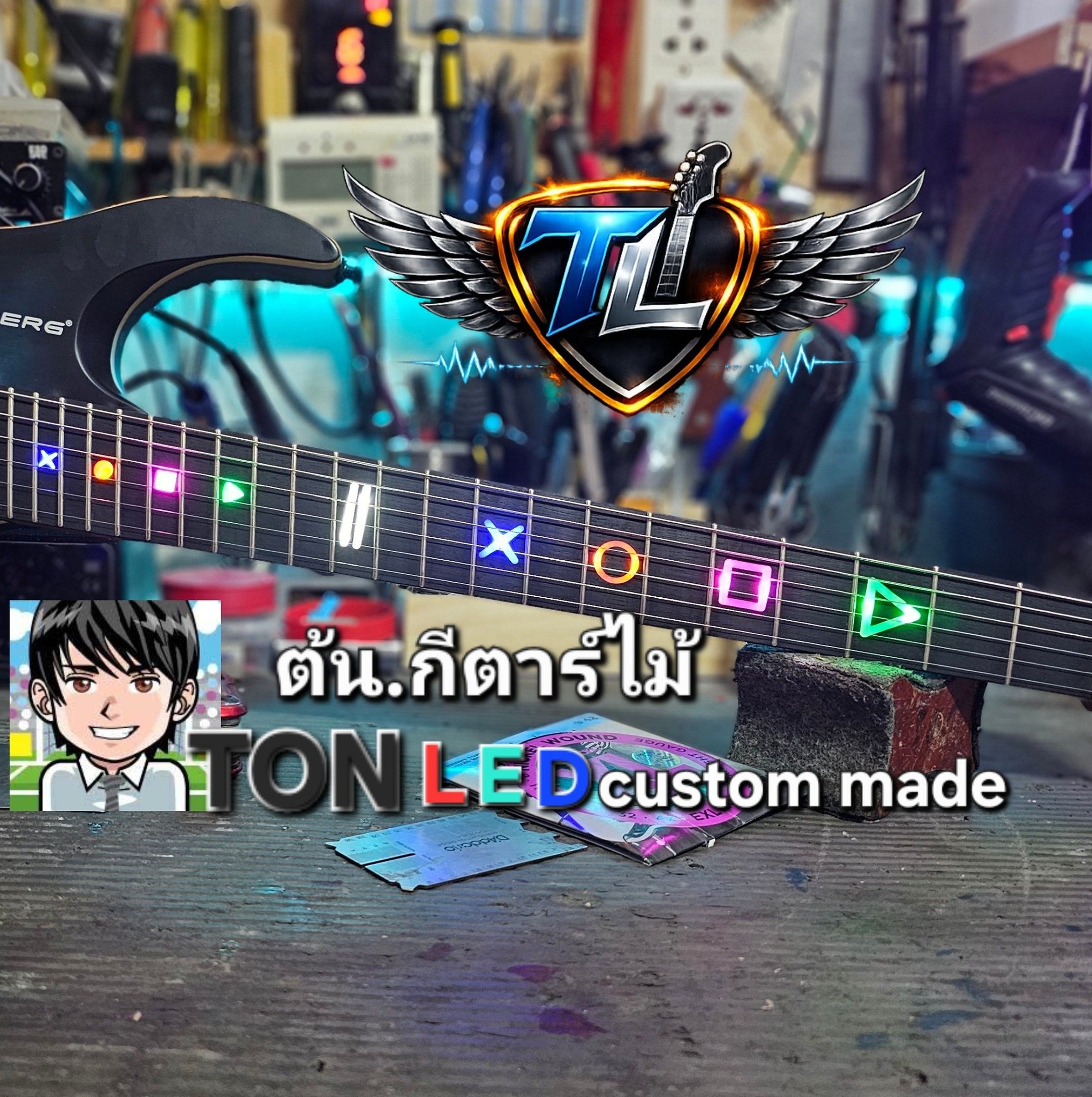 กีต้าร์ #jackson #LEDguitar ทำไฟled พร้อมสร้างinlay หัวและ signature ...