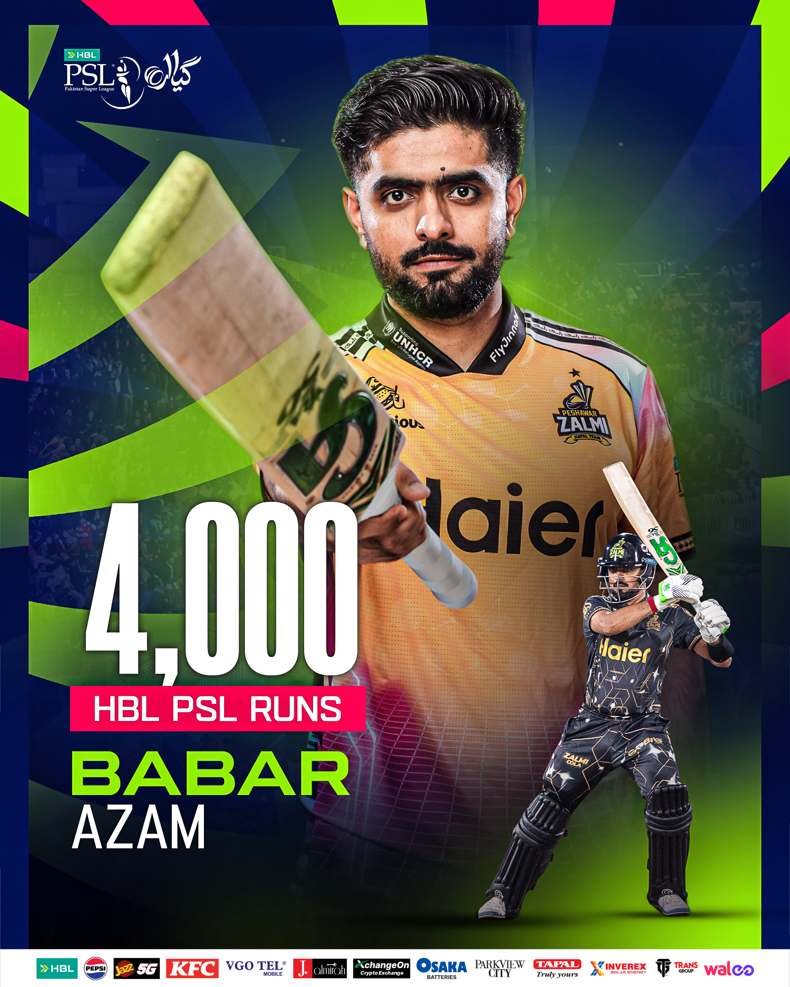 He becomes the first batter to this milestone in HBL PSL history 