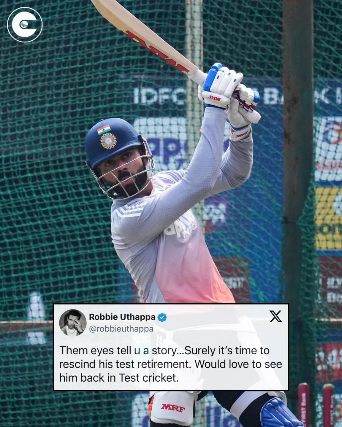 Circle - Robin Uthappa expresses his wish to see Virat Kohli play Test ...