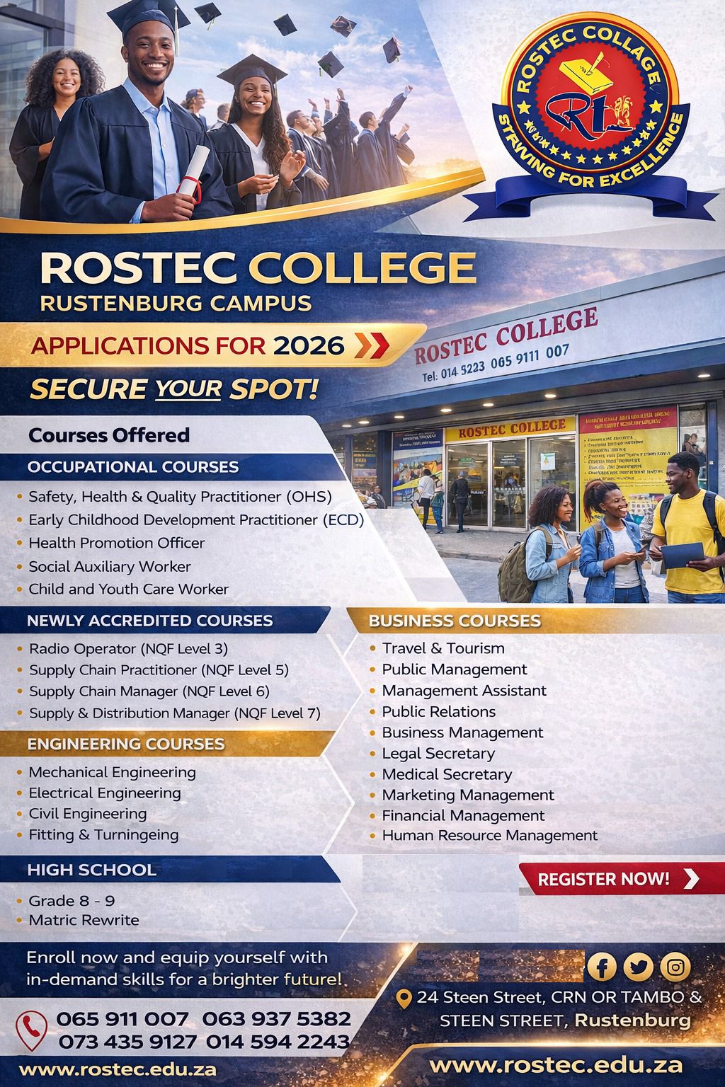 Rostec - REGISTRATIONS ARE STILL OPEN. REGISTER NOW AT ROSTEC COLLEGE ...