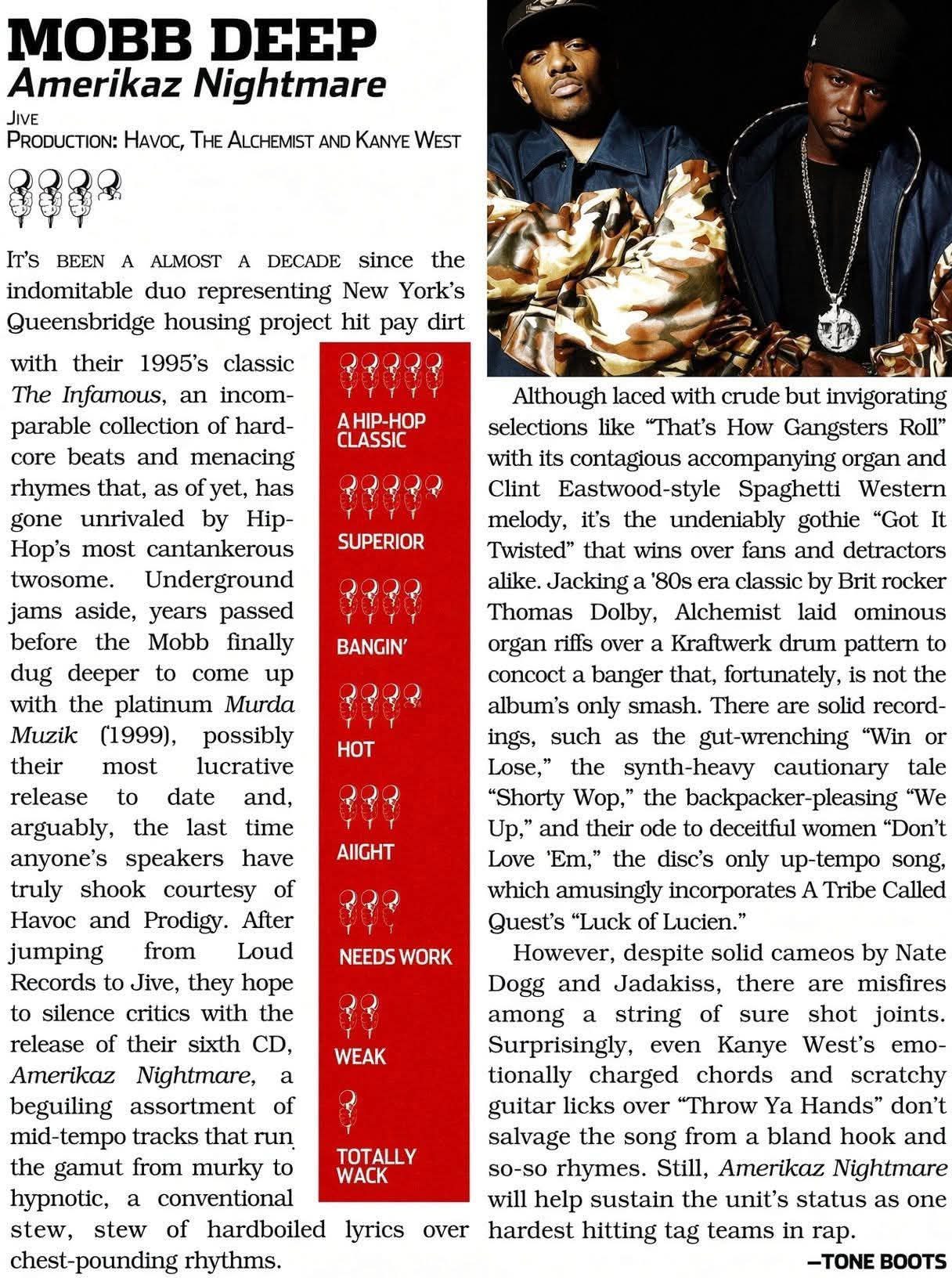The Source's review and mic rating for Mobb Deep - Amerikaz Nightmare