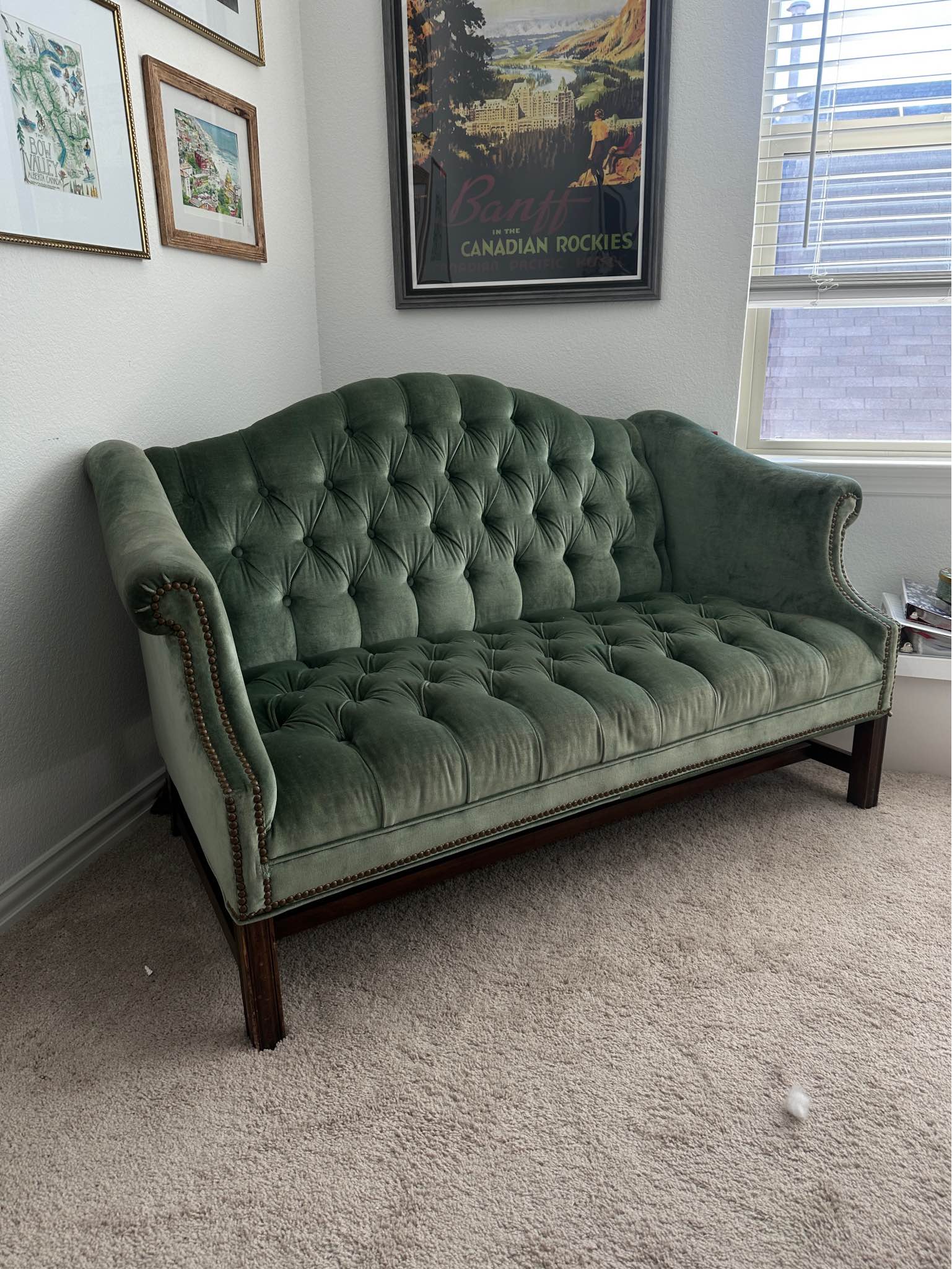 Vintage Velvet Tufted Settee - Sofas, Loveseats & Sectionals - Saginaw