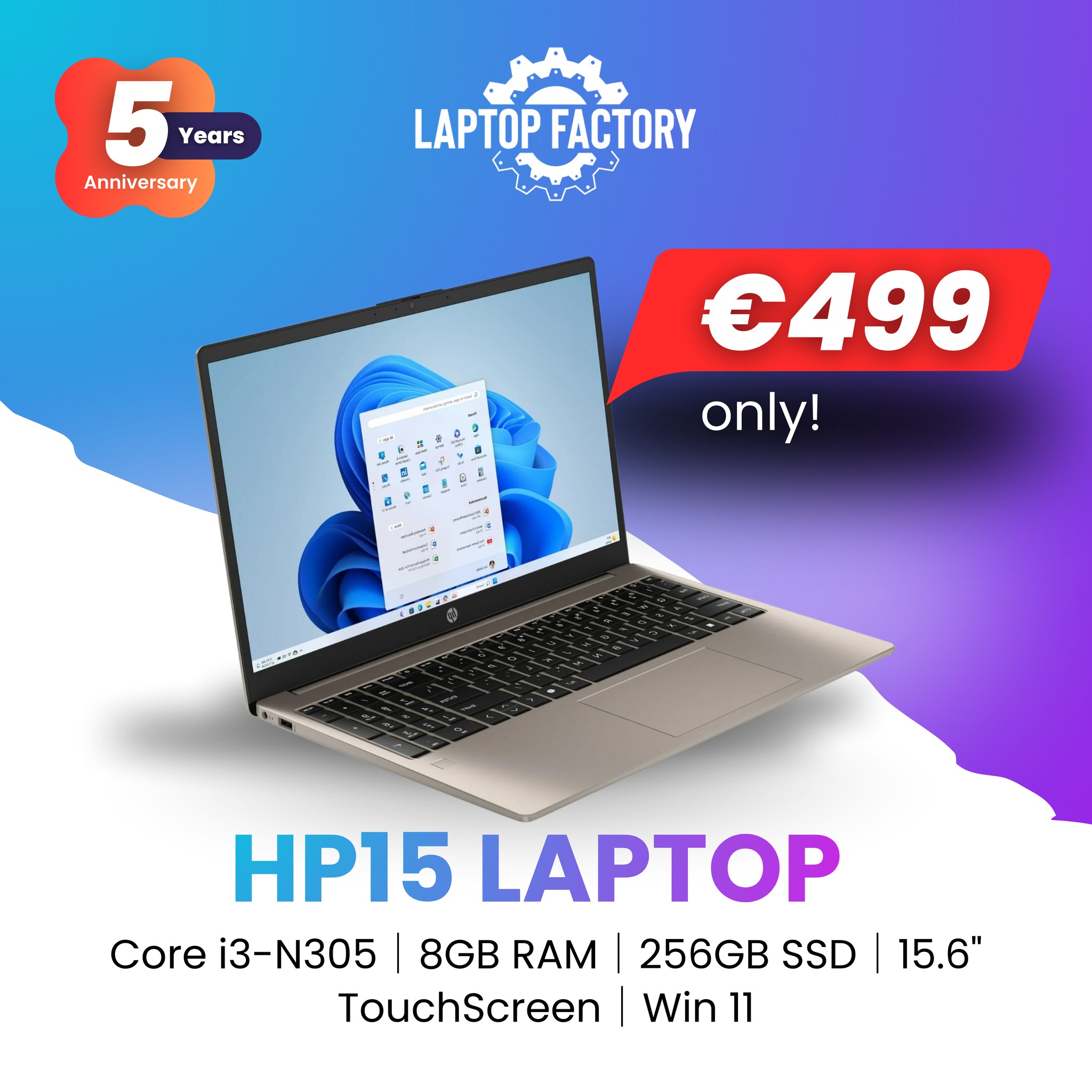 Upgrade your productivity with the HP 15 Laptop featuring Intel 