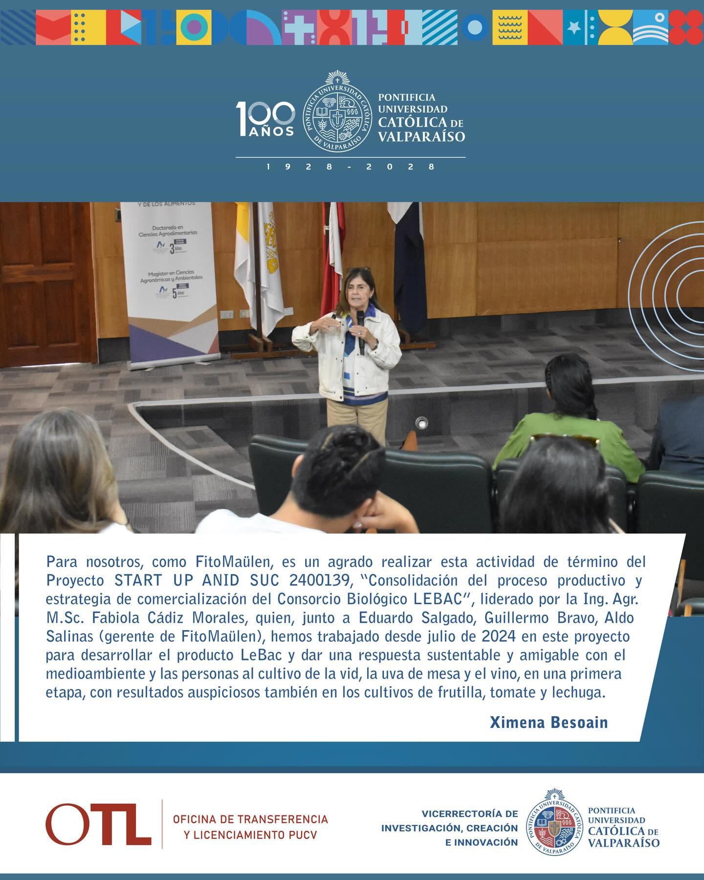 Participamos en la ceremonia de cierre del Proyecto START UP ANID ...