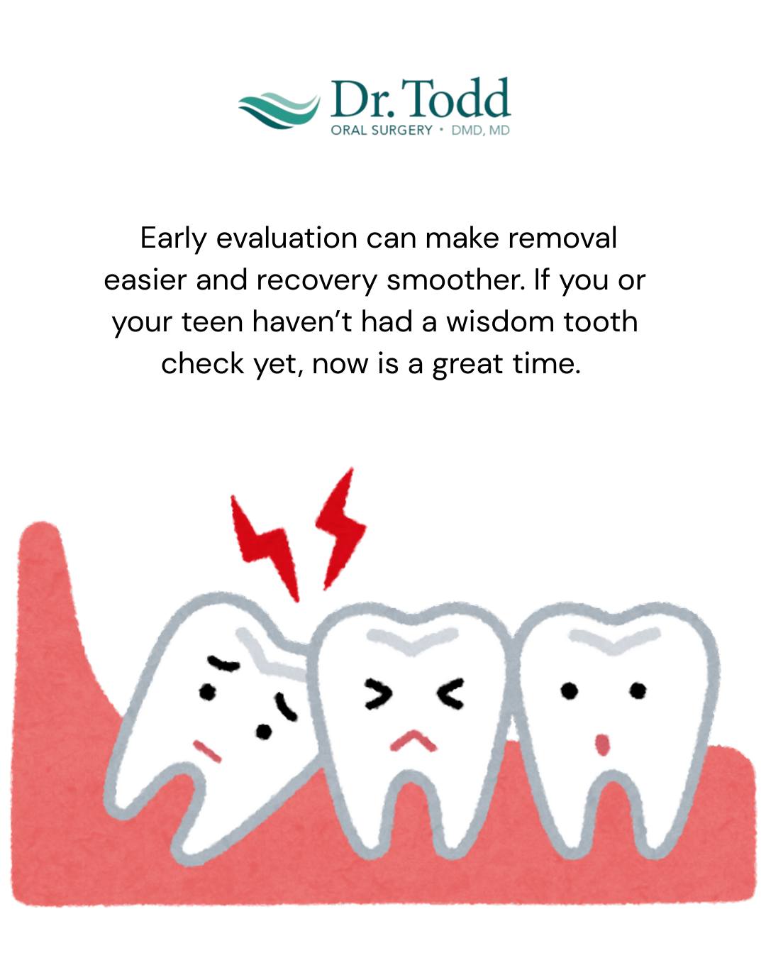 Dr. - Wisdom Tooth Wednesday 🦷 Early evaluation can make removal easier ...