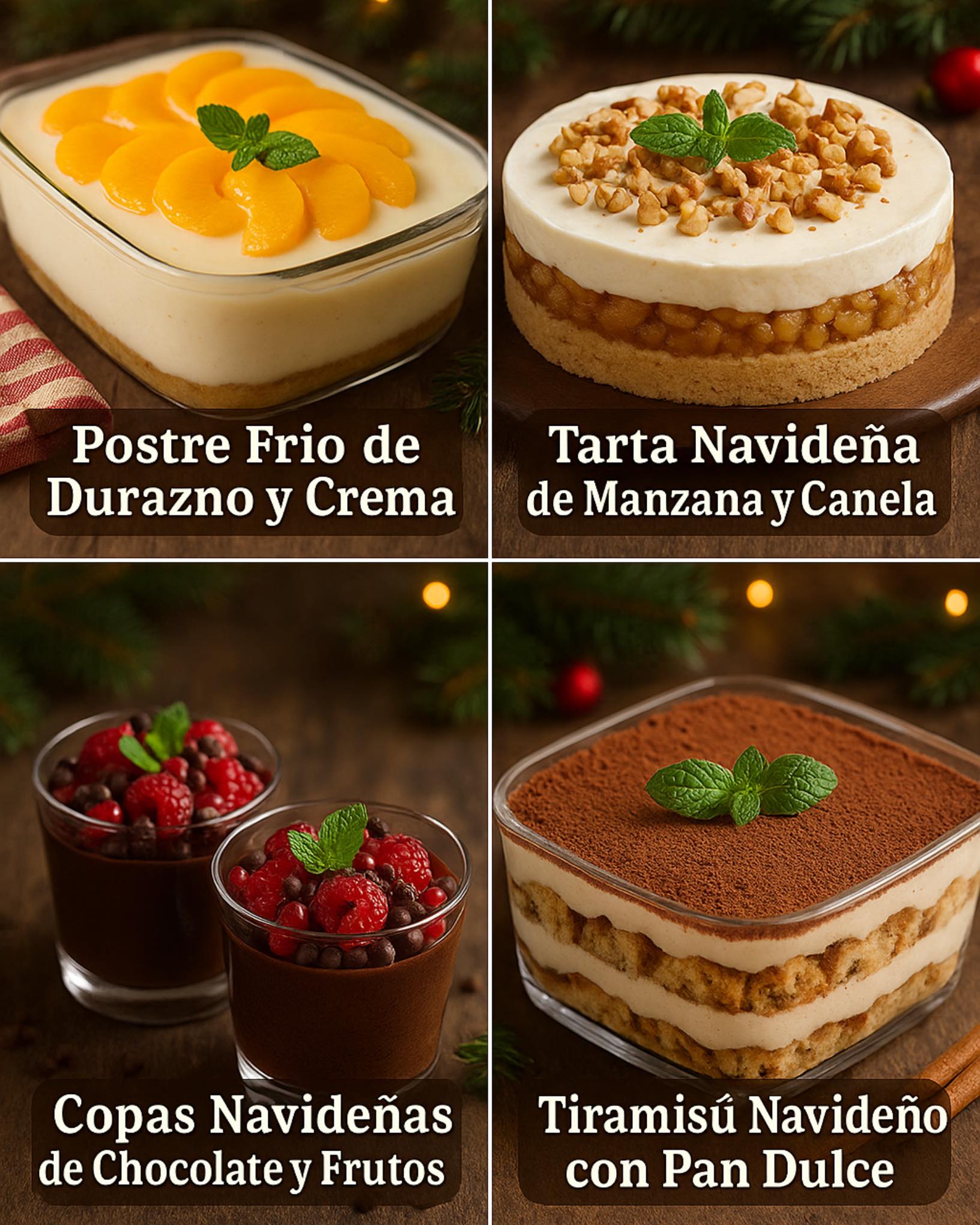 Decorando - 4 RECETAS DE POSTRES NAVIDEÑOS 1) Postre Frío de Durazno y ...