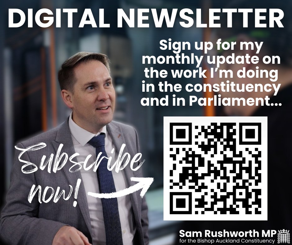 Sam Rushworth, MP for Bishop Auckland