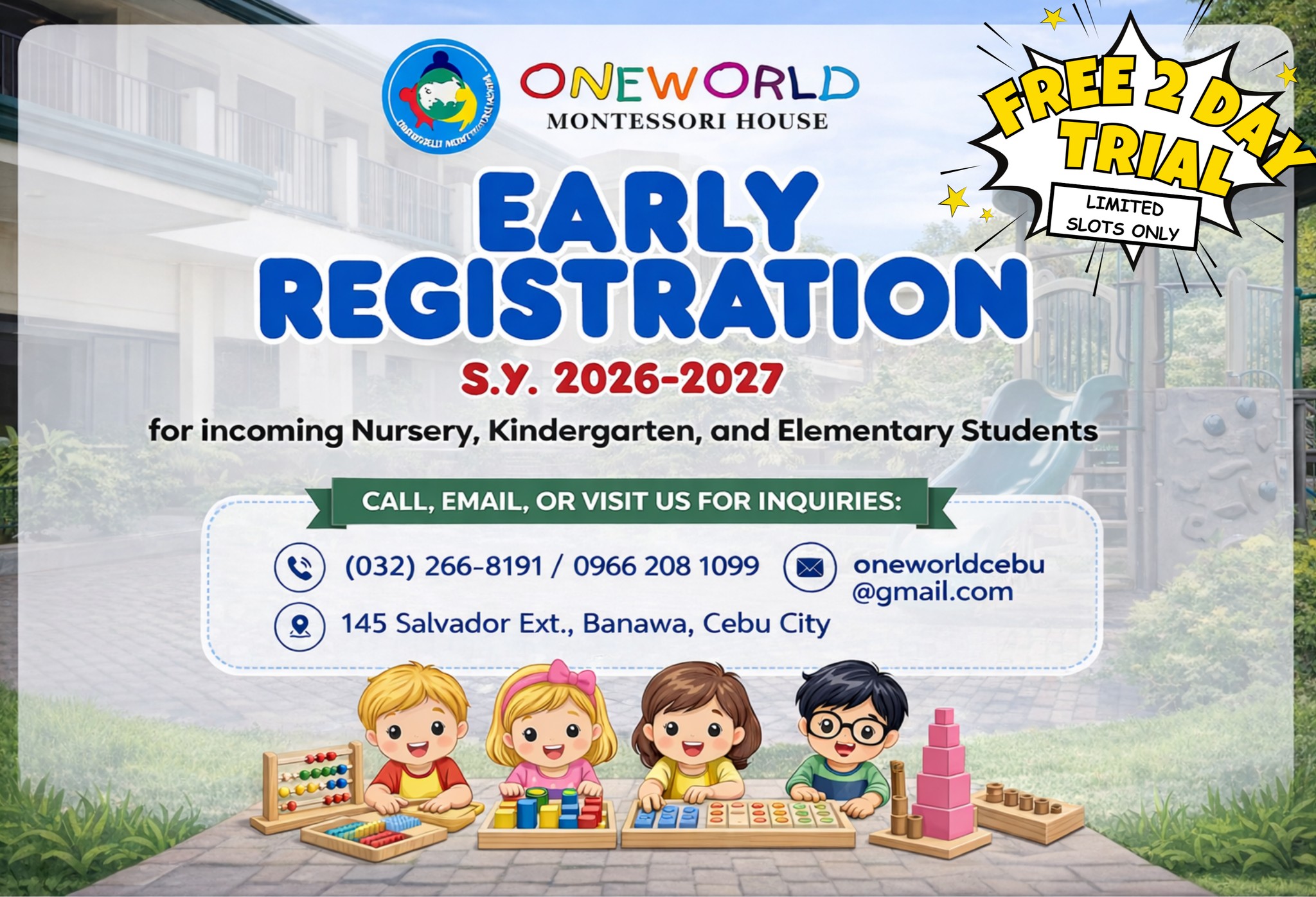📣 EARLY REGISTRATION NOW OPEN... - Oneworld Montessori House | Facebook