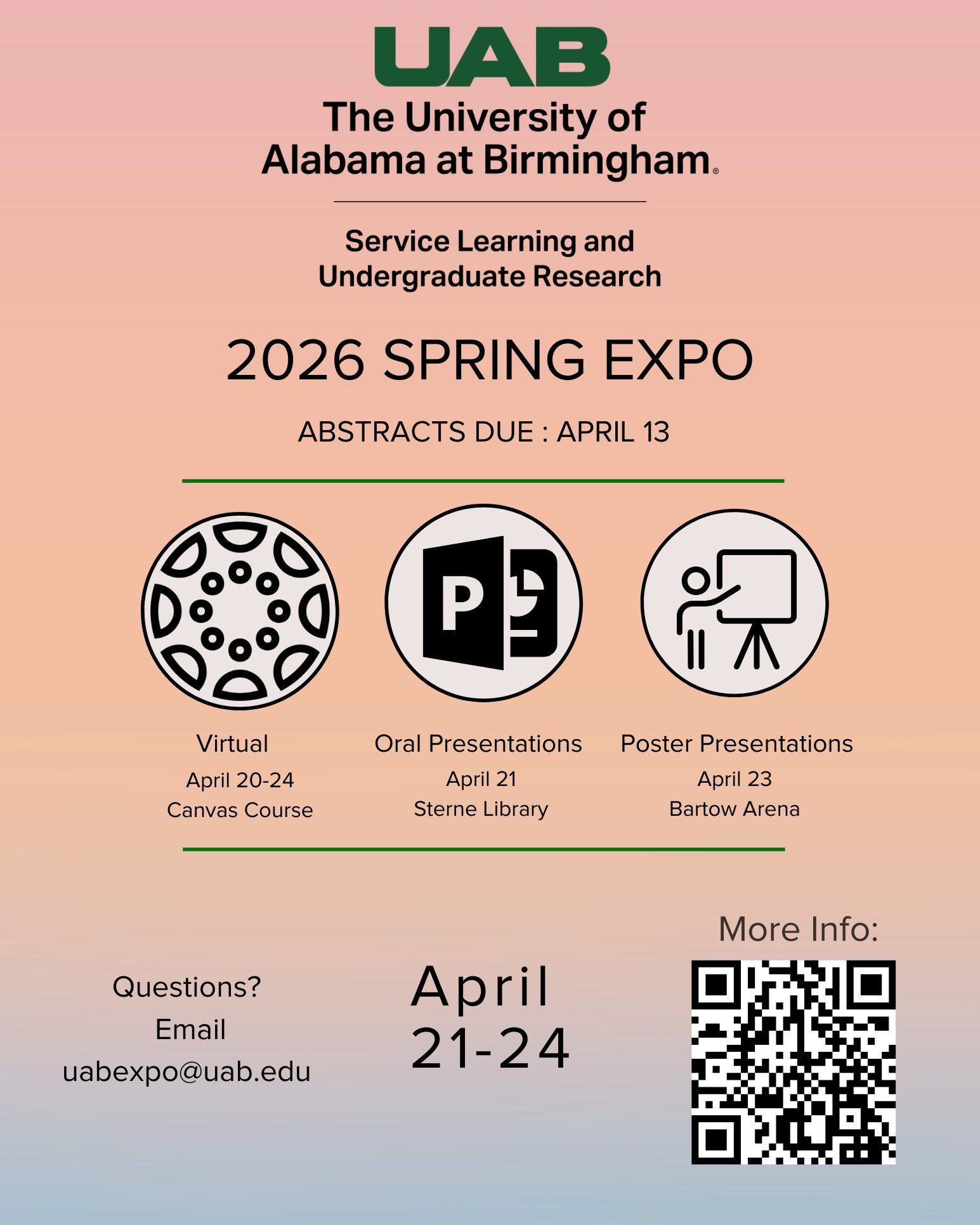 UAB - The Spring 2026 Expo will take place from April 20-24, 2026 ...