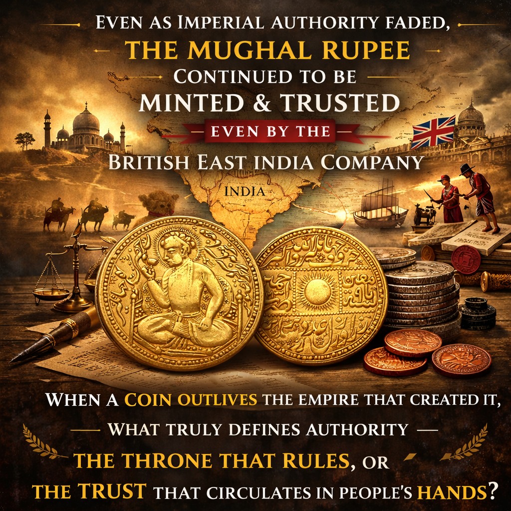 Even as imperial authority faded, the rupee of the Mughal Empire