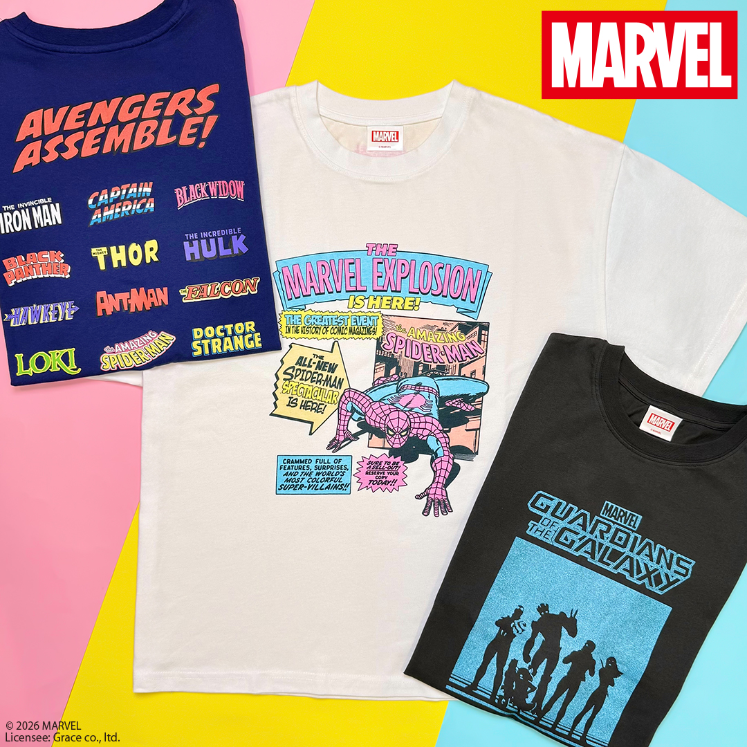 ファンの方注目！👀✨ PLAZA限定の『マーベル』Tシャツが登場