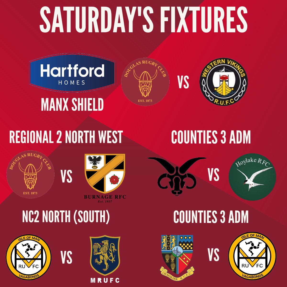 Manx - 🏉 WEEKEND RUGBY FIXTURES 🏉 A full slate of rugby both on and off ...