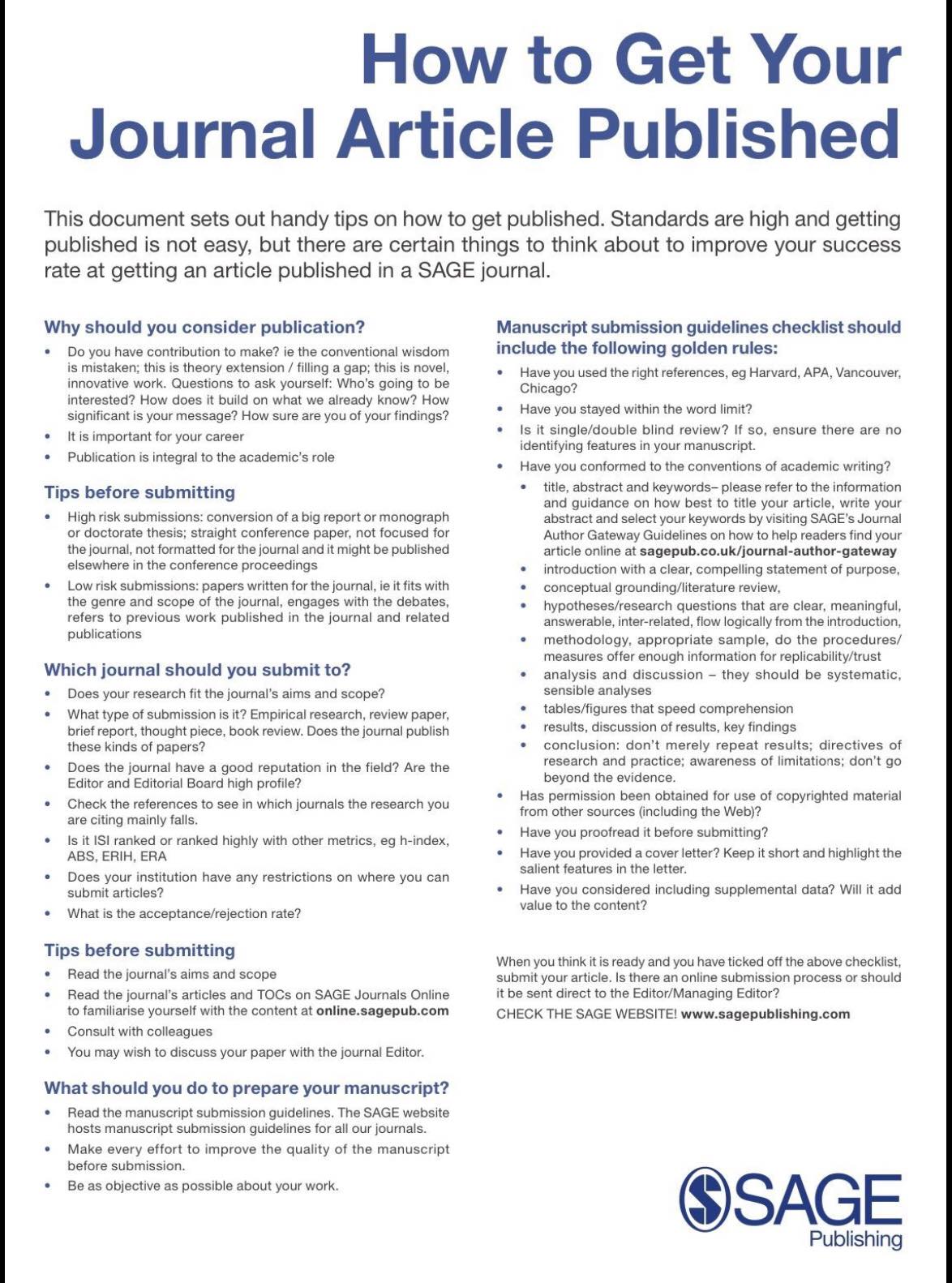 Research - How to get your journal article published: Guidelines from ...