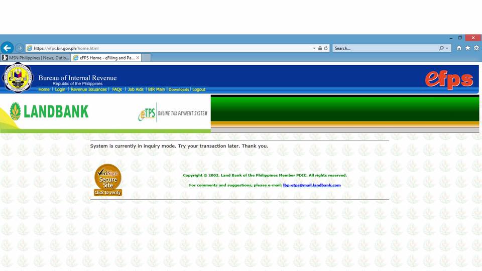 e-FPS ERROR Good morning. There is an error in filing the 1600 and ...