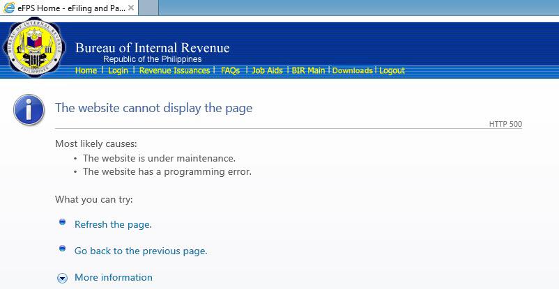 e-FPS ERROR Good morning. There is an error in filing the 1600 and ...