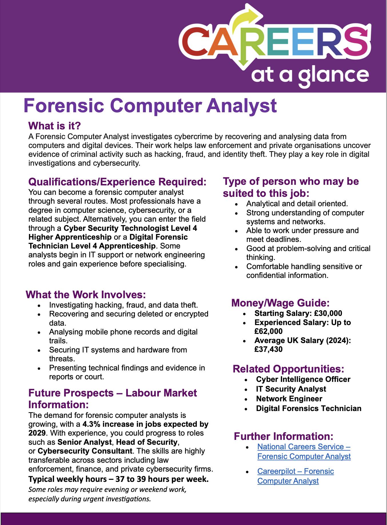 ⭐ JOB OF THE WEEK - Forensic Computer... - Easington Academy | Facebook