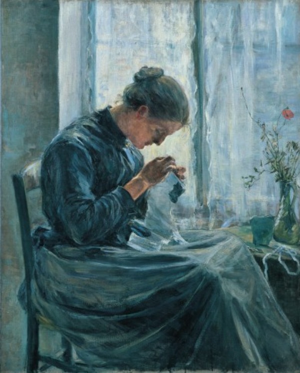 Kuroda Seiki's Woman Sewing painting