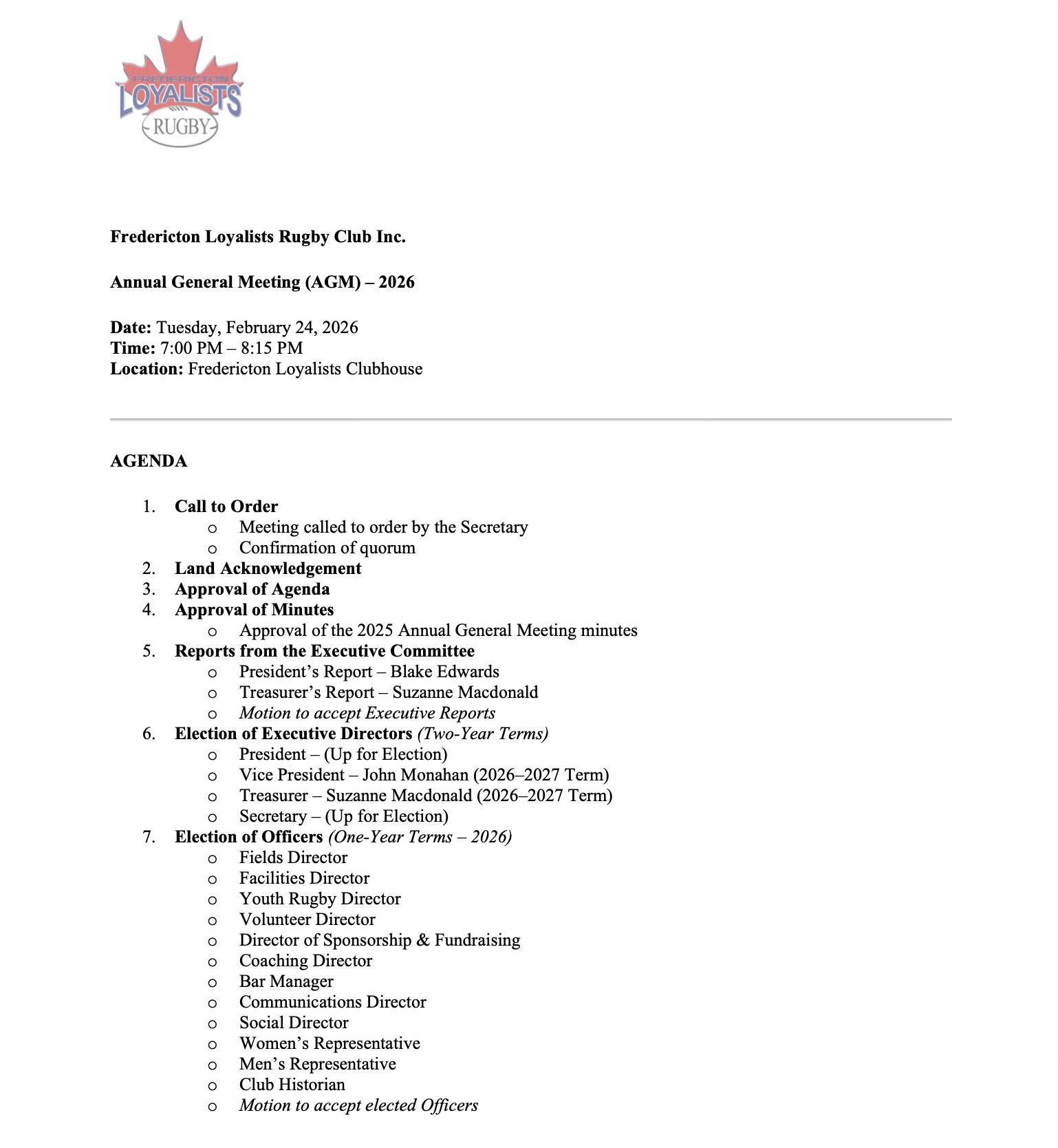 Fredericton Loyalist Rugby Club: Loyal Fans' and Supporters' Page ...