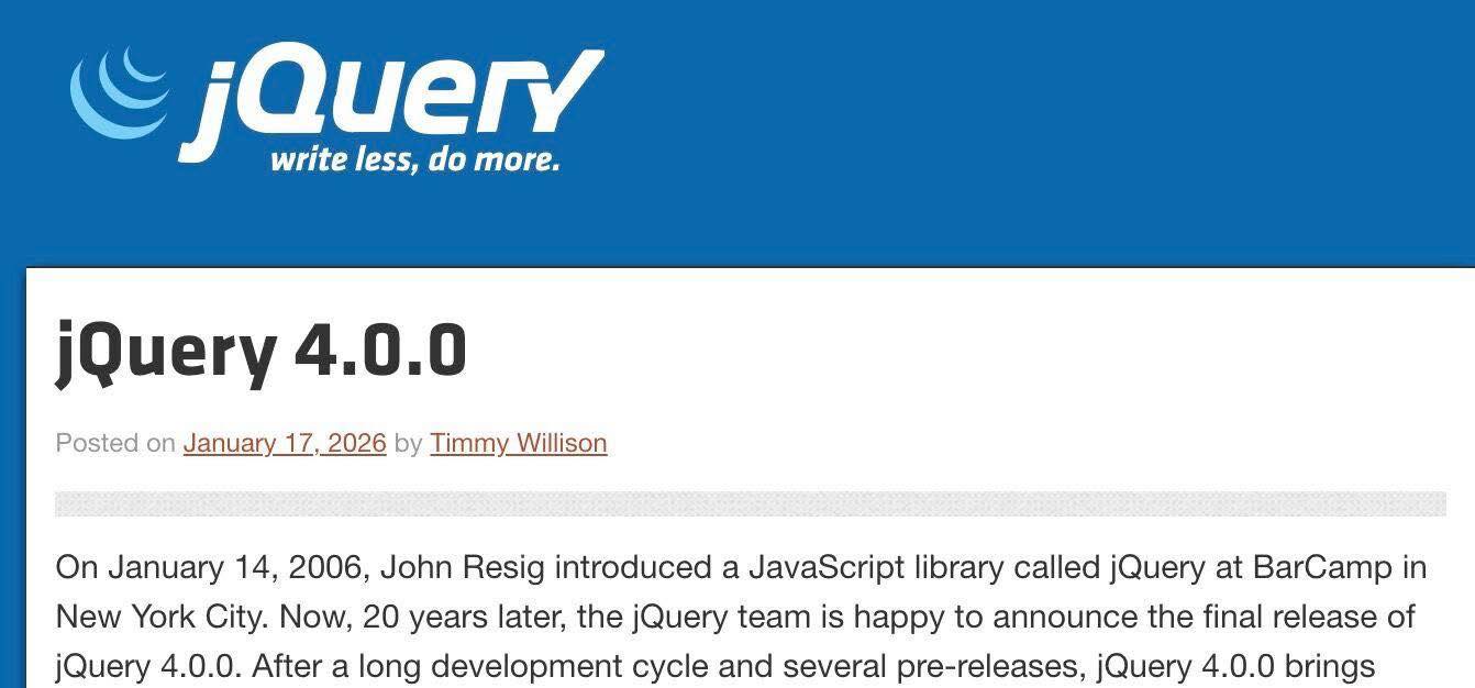 Getsmarter - #jQuery 4 est dans la place Après des années de stabilité ...