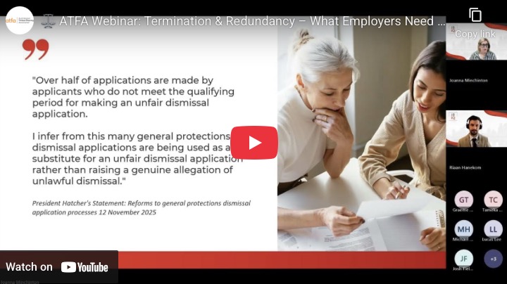 Australasian - ⚖️ ATFA Webinar: Termination & Redundancy – What ...