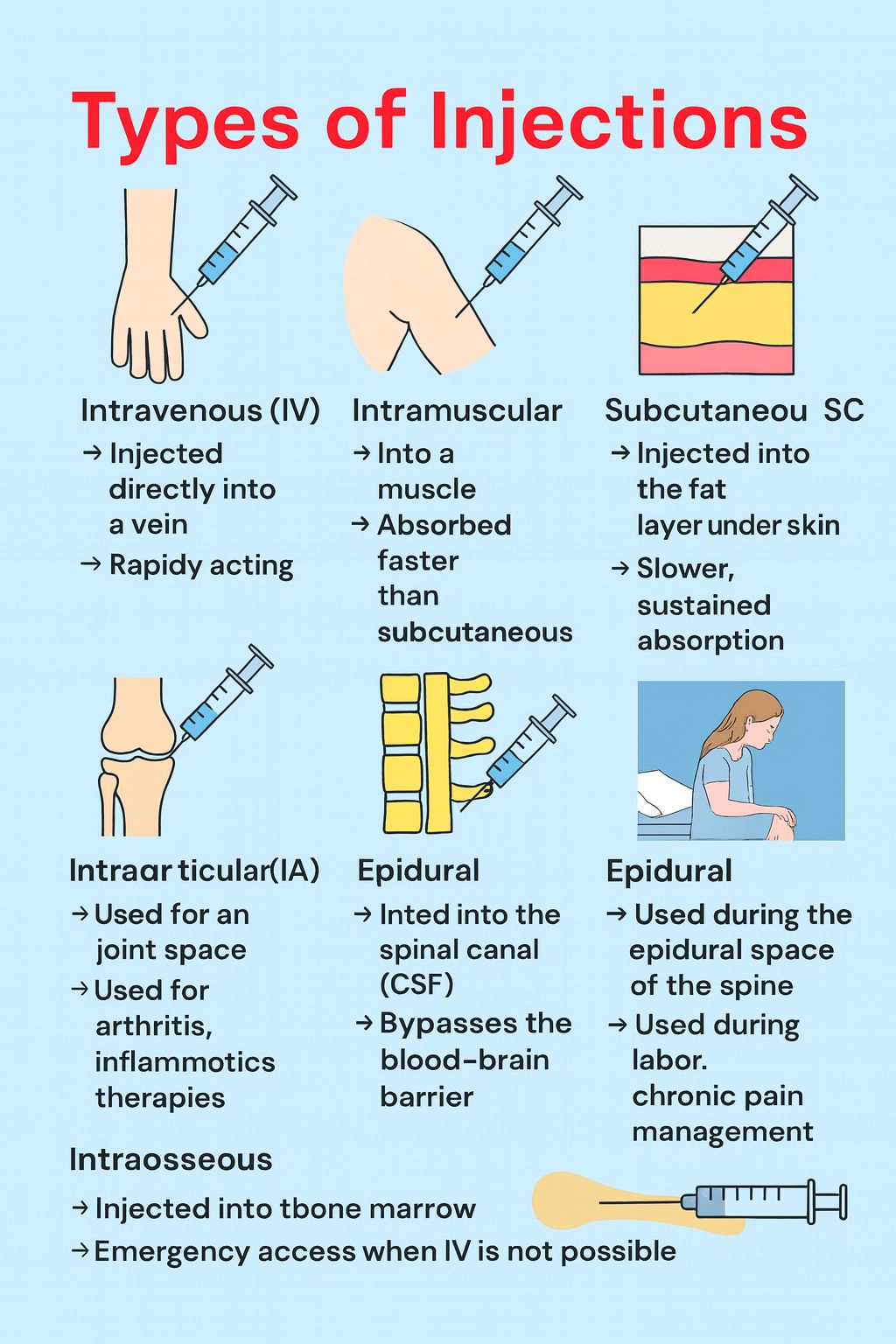 Pharmacy and Nursing Students | Types of injections and their routes ...