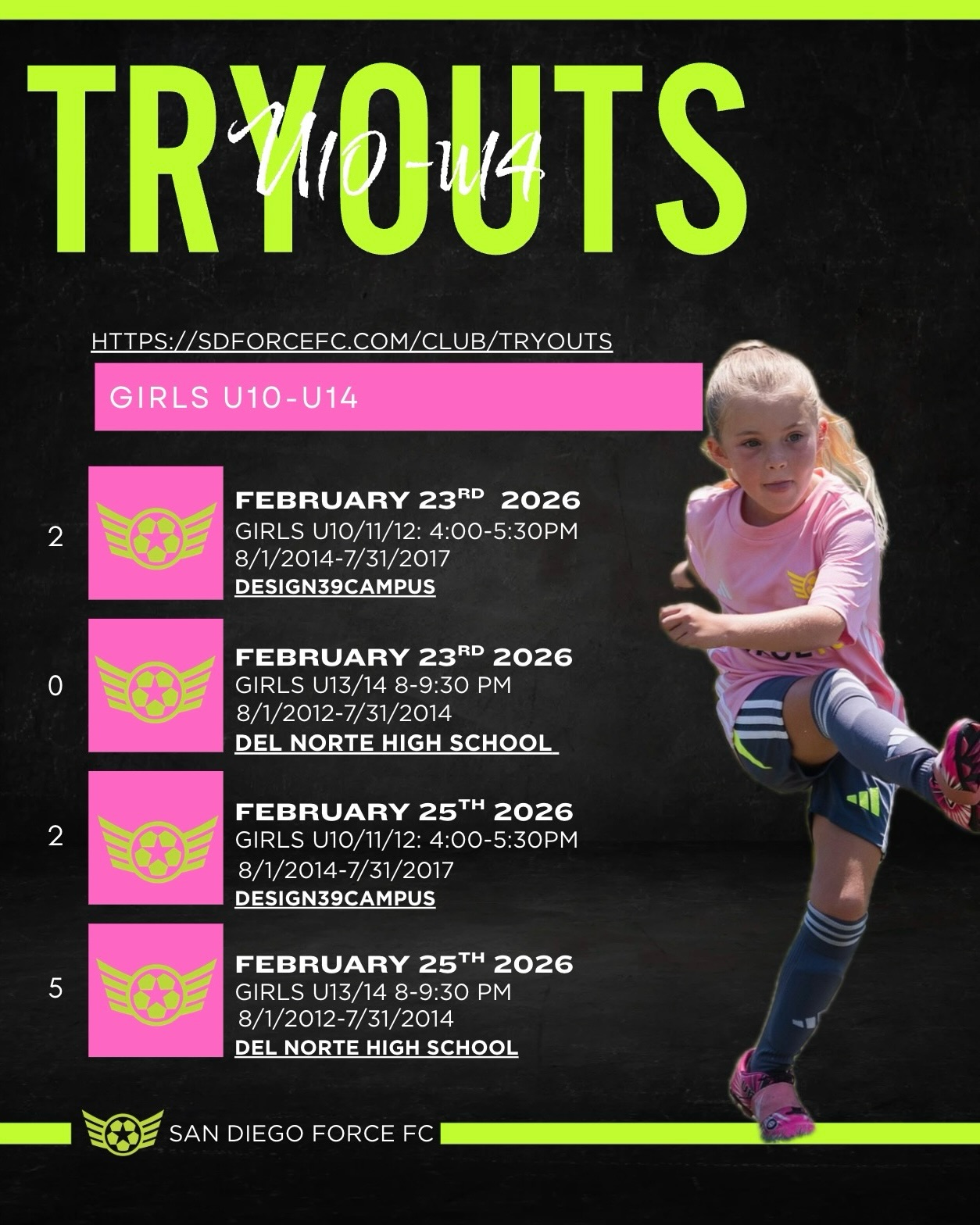 ⚽️ SD FORCE FC TRYOUTS – FEBRUARY... - San Diego Force FC | Facebook