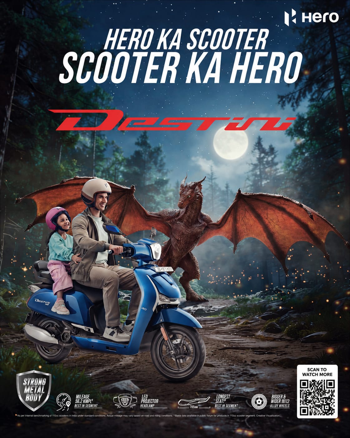 All-new Hero Destini 110 scooter with strong metal body and best