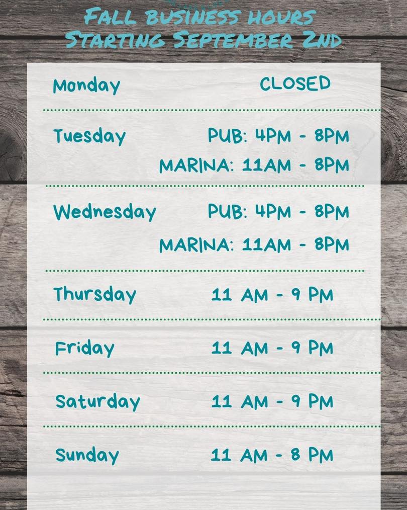 🍂 End of Summer/Fall Hours... - Lake Hickory Pub and Marina | Facebook