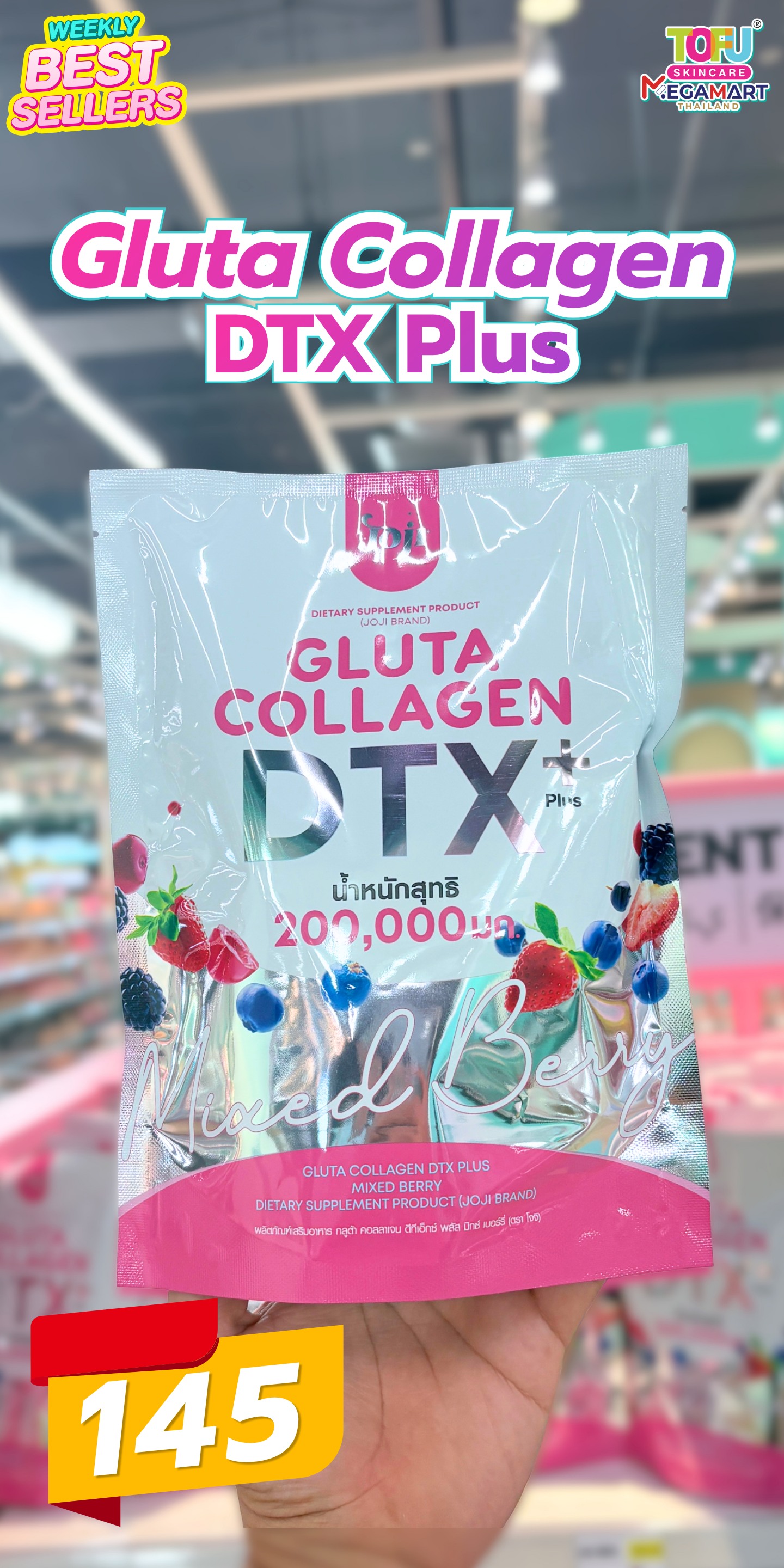 thailand best seller glutathione HOT ITEM GULTA COLLANGEN DTX PLUS MIXED BERRY🍓 Clear, youthful, healthy-looking skin Just with “Joji Collagen” from Joji Secret Young Delicious and easy to enjoy — simply tear • mix • drink np_n3_energie_fatigue