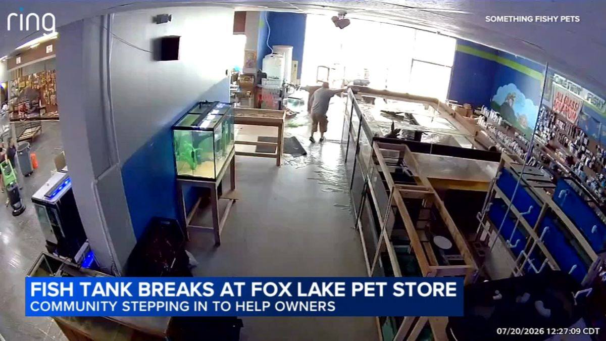 A massive fish tank burst Monday afternoon at Somethin' Fishy Pets