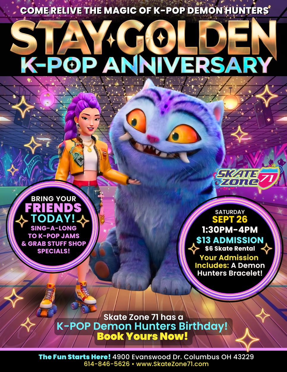 K-pop Stay Golden anniversary skate at Skate Zone 71 on September 26th