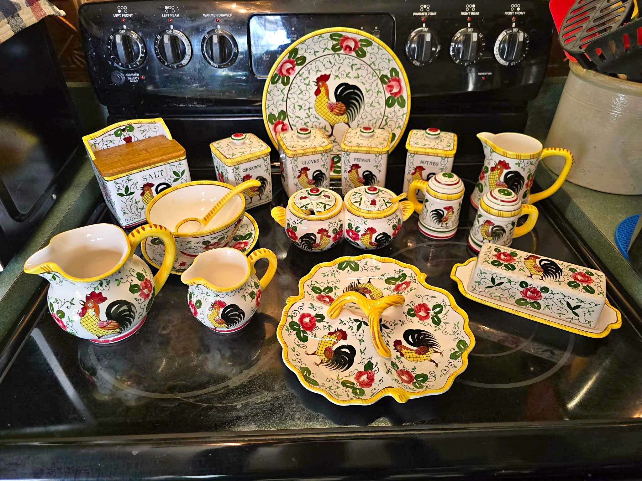 PY Roosters and Roses Dish-ware 16 pieces total - Dinnerware Sets ...