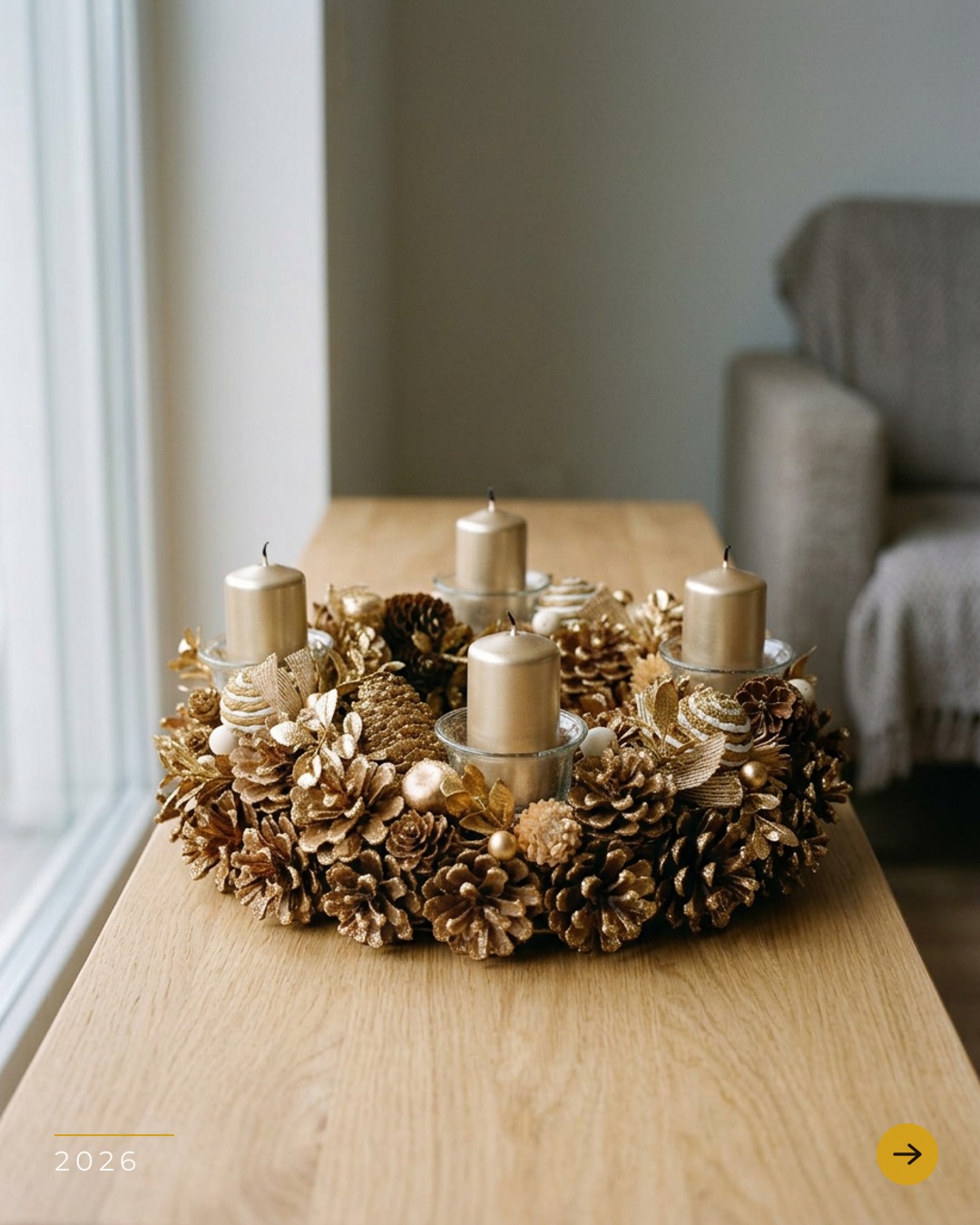 5 Kränze, 5 Stimmungen — wählen Sie die Ihre. 🕯️ Ein Adventkranz ist mehr als Kerzen — er ist der Stil, den Sie für Ihr Zuhause wählen. Die Kollektion 2026 zeigt 5
