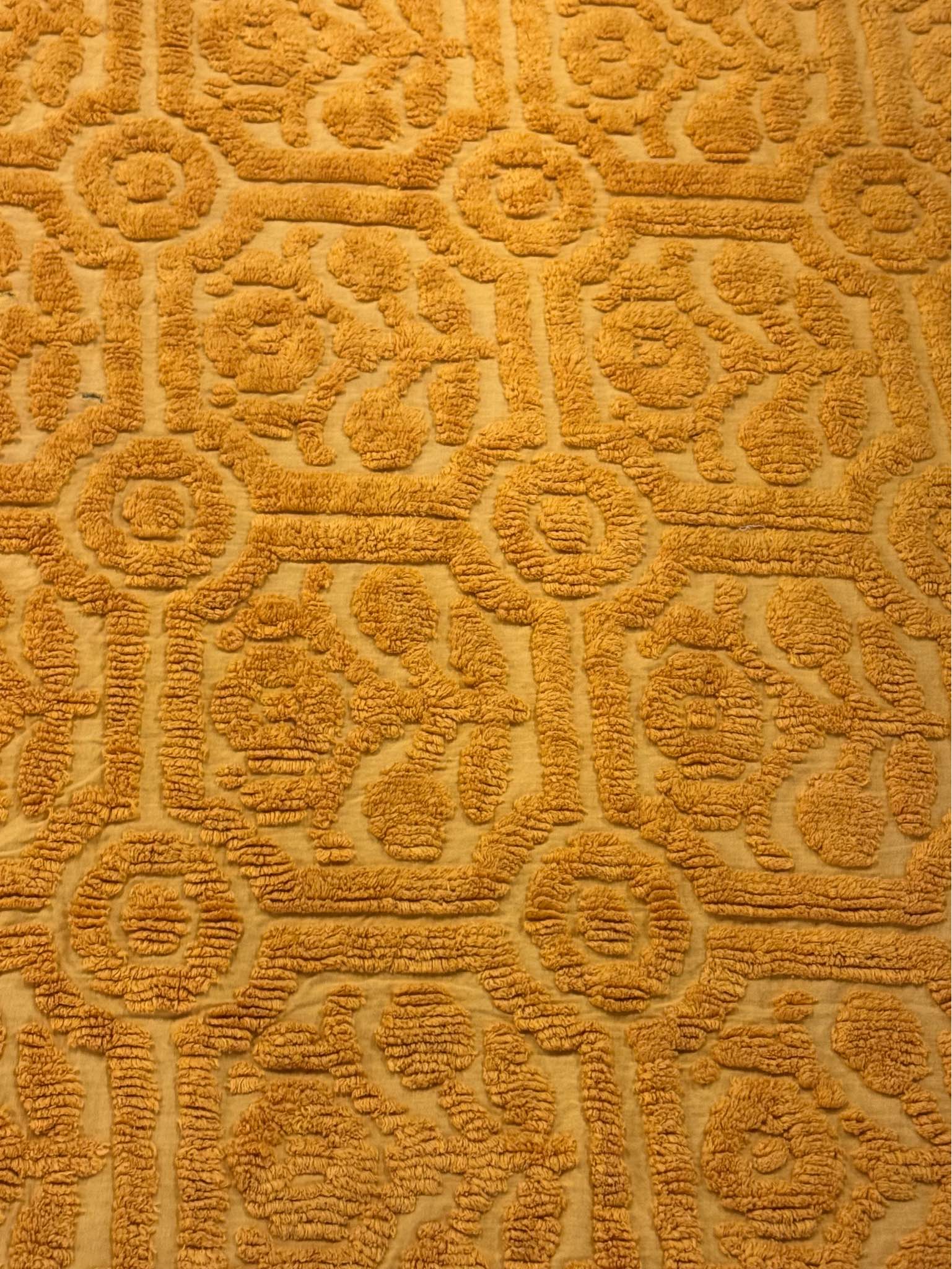 Yellow Textured Pom Pom chenille coverlet - beautiful mustard color