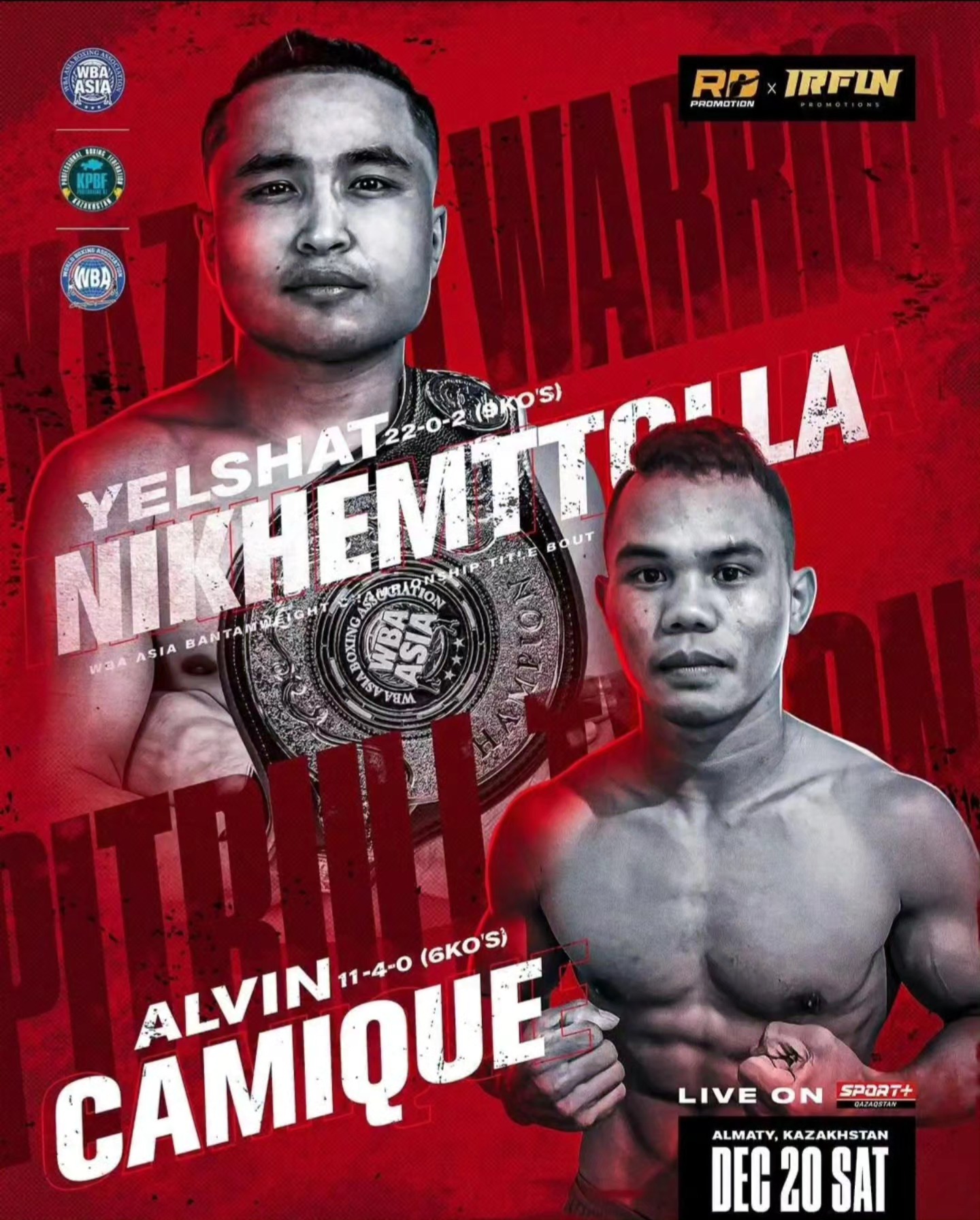 WBA - [WBA ASIA TRIPLE HEADER in ALMATY / DEC.20] Our bonafide ...