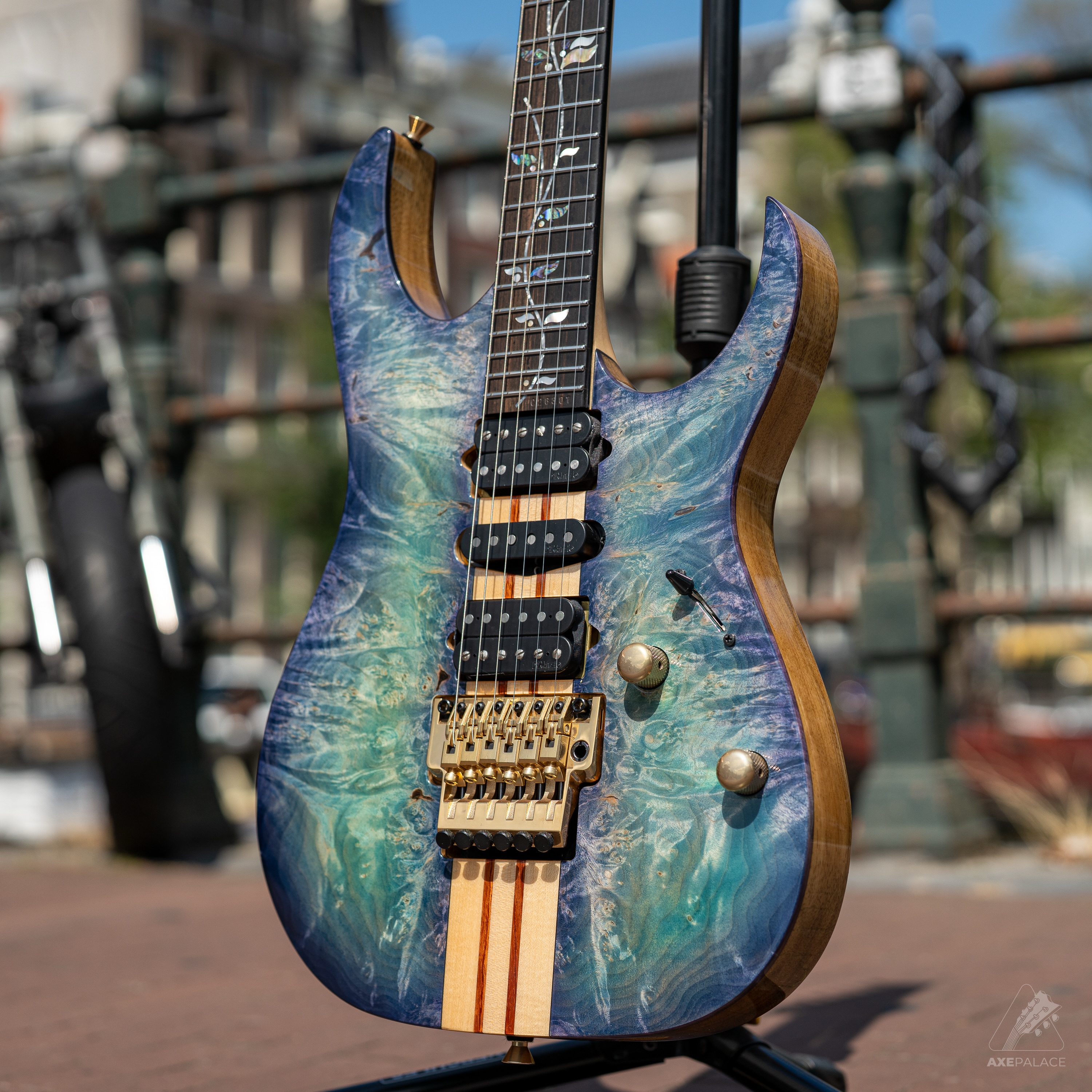 The Axe - Ibanez J-Custom RG8570 in Royal Sapphire Blue. While not