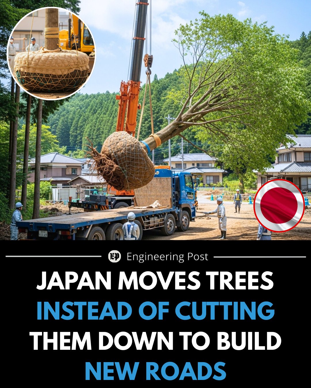 Engineering - JAPAN MOVES TREES INSTEAD OF CUTTING THEM DOWN TO BUILD ...