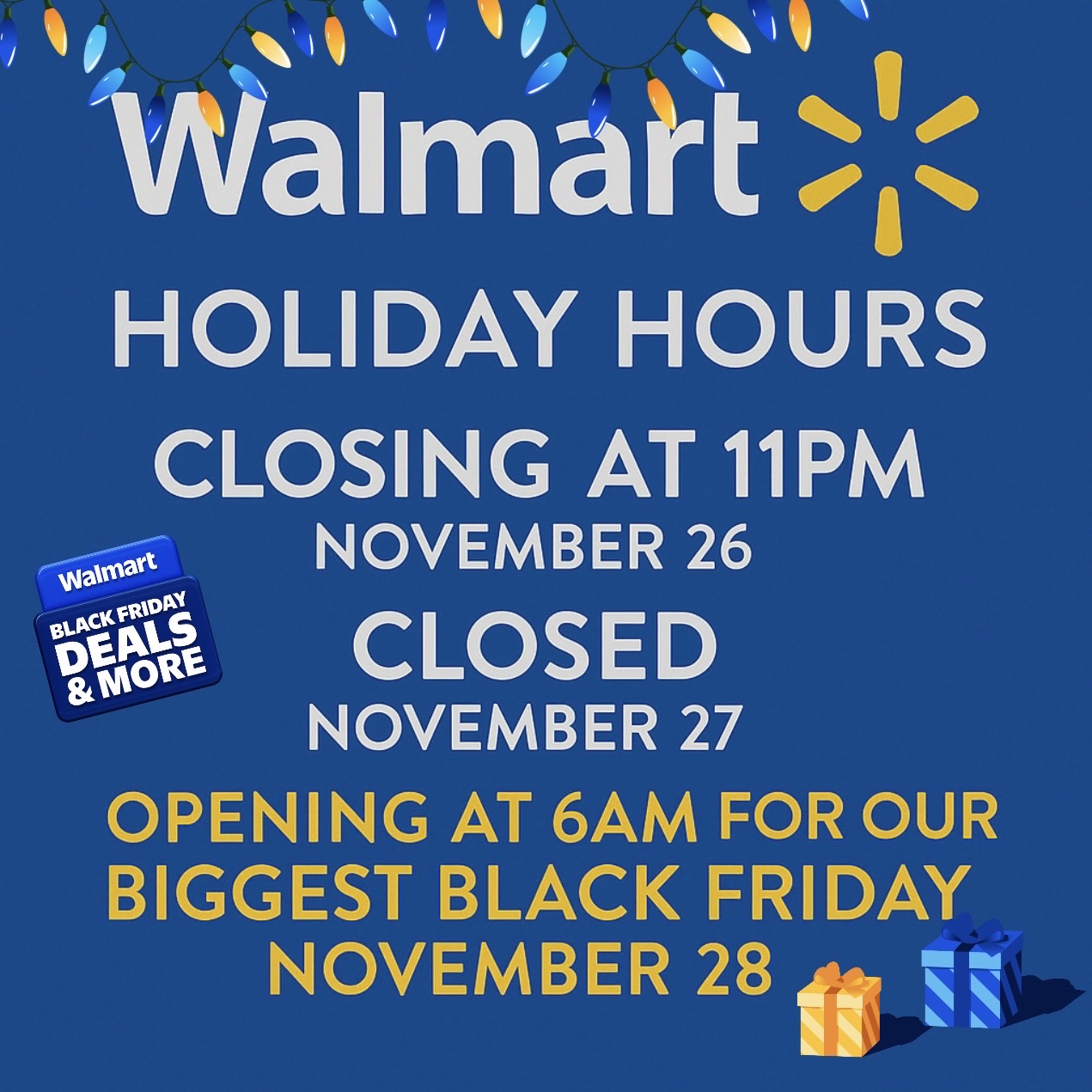 Walmart - 🛒 Holiday Hours Update from Your Walmart Team! 🛒 📅 Wednesday ...