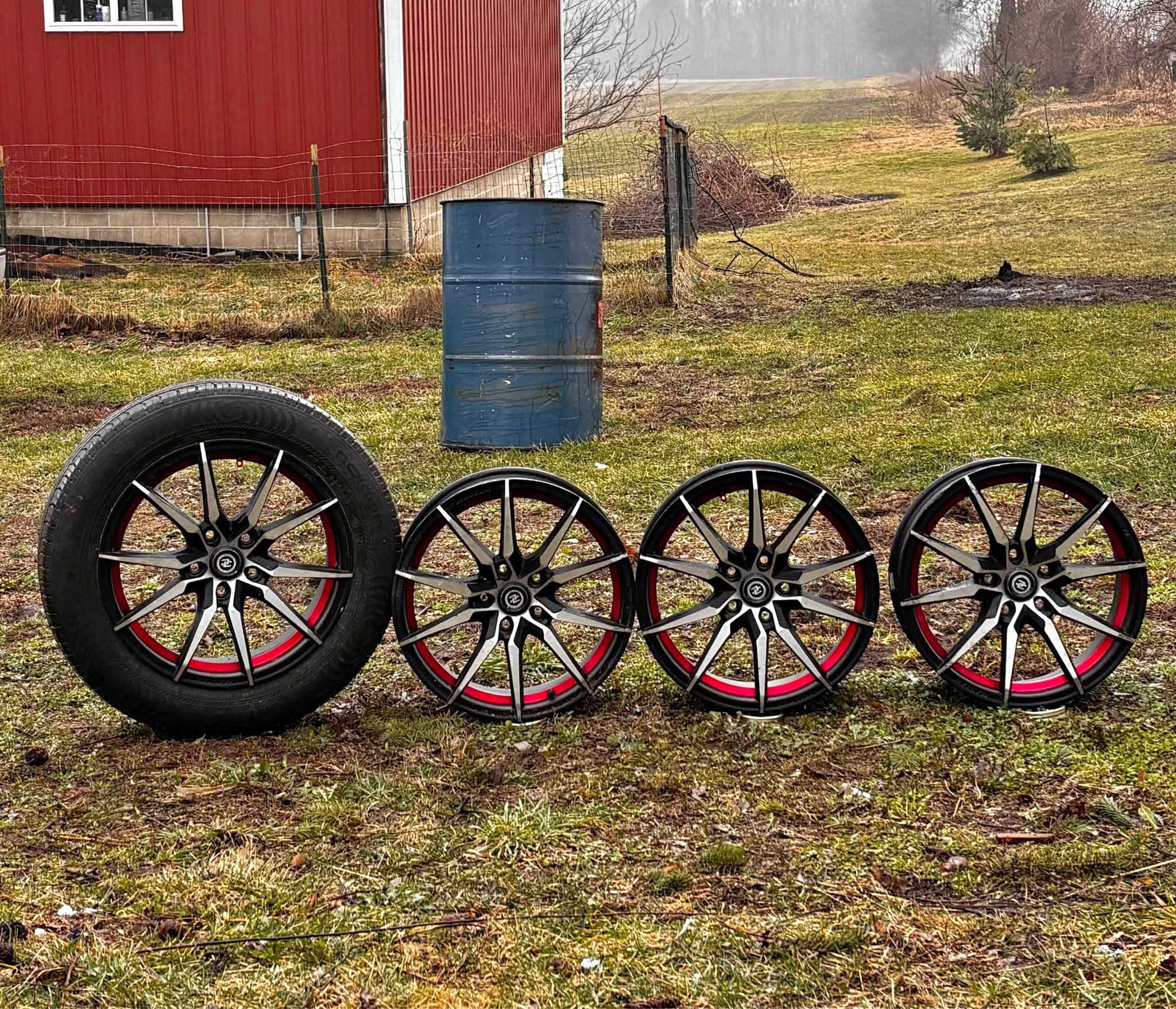 4 Used 17” Drag Concepts 5 lug Rims red & black 5x114.3 bolt pattern ...