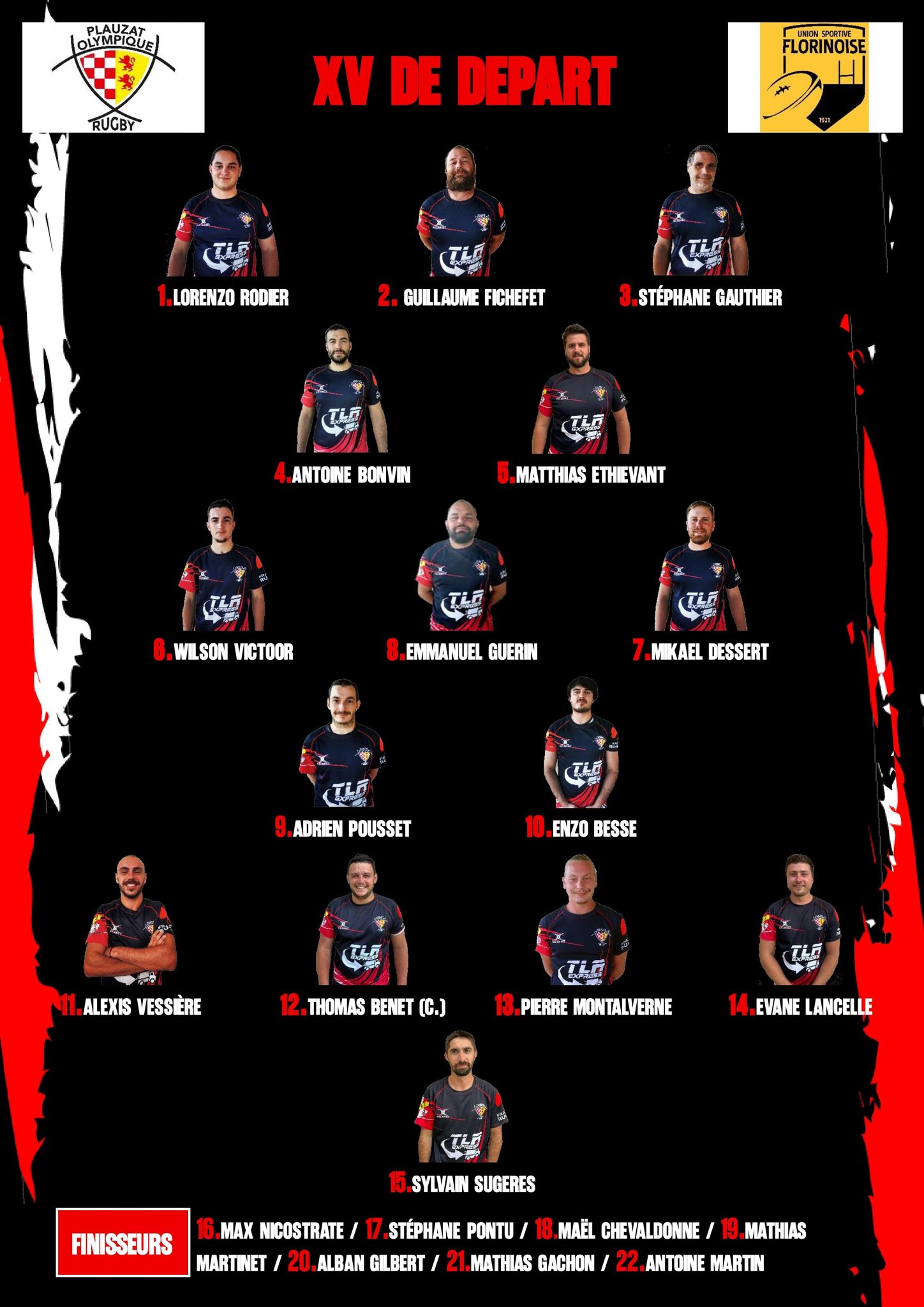 Plauzat - 🔴⚫🏉 LA COMPO 🏉🔴⚫ Pour accueillir le leader il faut des mecs ...