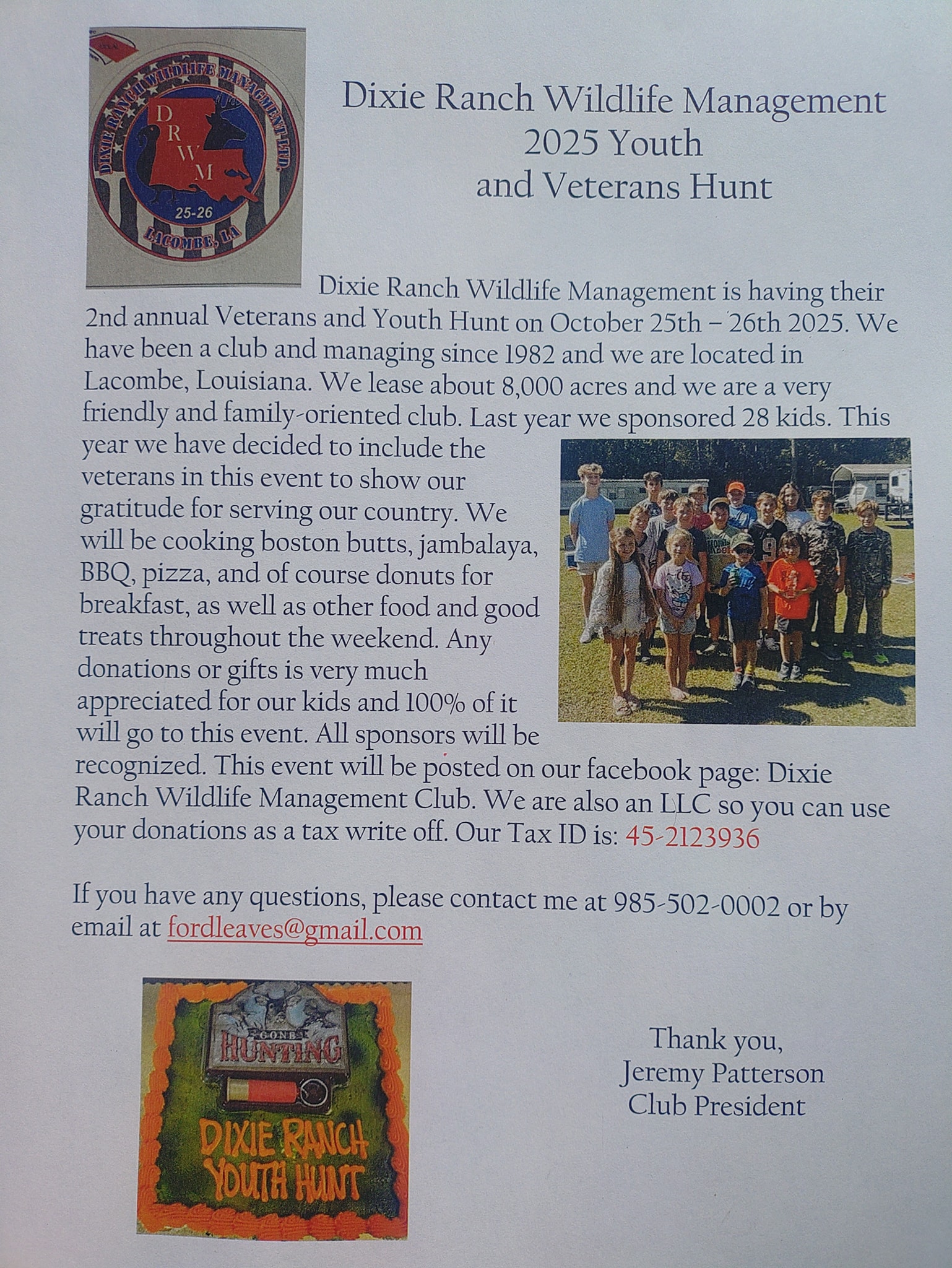 Dixie Ranch 2025... - Dixie Ranch Wildlife Management Club | Facebook