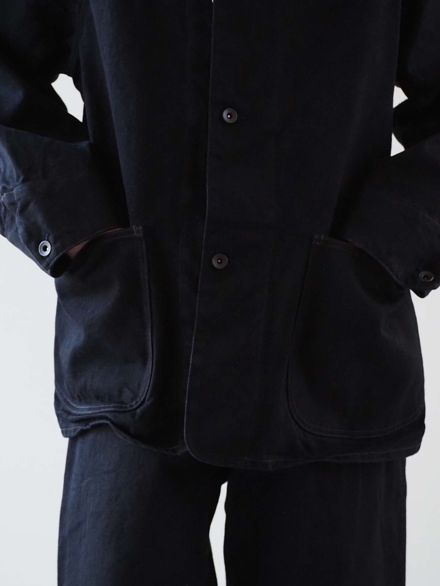 COMOLI D01-01002 ブラックデニム ワークジャケット color:BLACK size