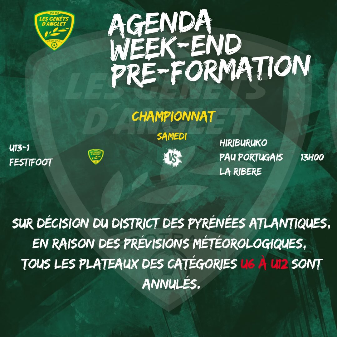 Genets - 📆 Jour de matchs ⚽️ Les Genêts d'Anglet Football 🆚 US Lège Cap ...